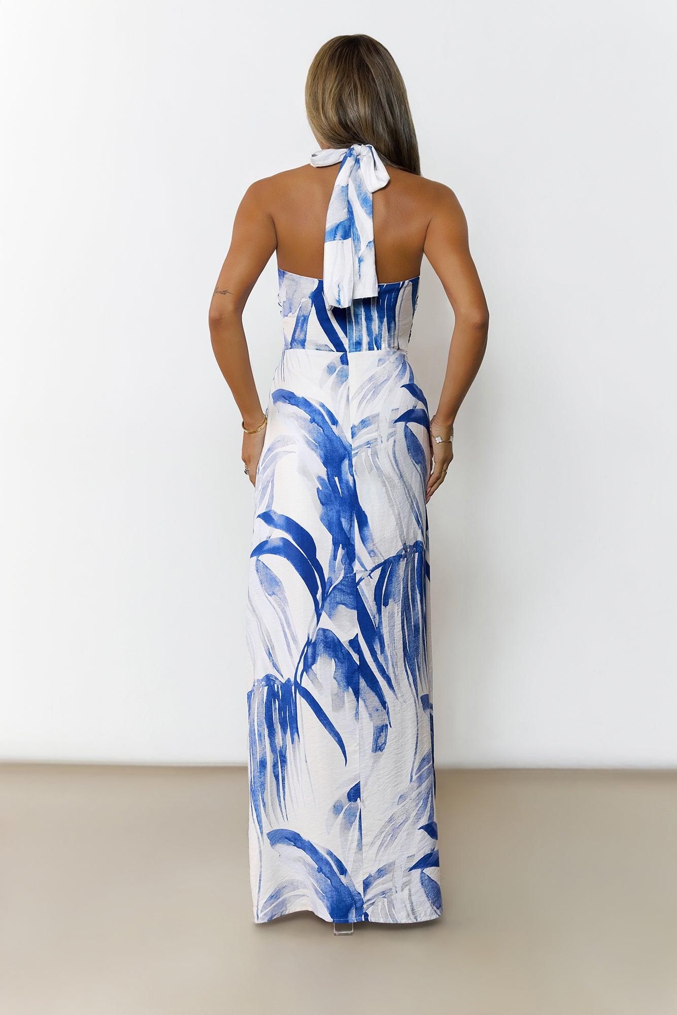 Drift Mirage Halter Maxi Dress Blue Product Image