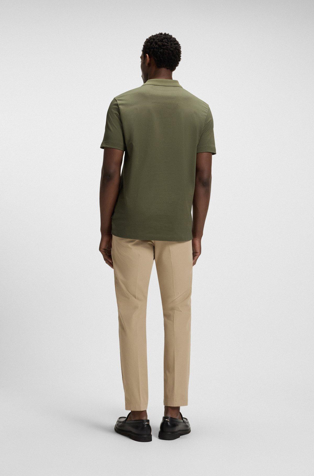 Mercerized-cotton polo shirt with geometric jacquard Product Image