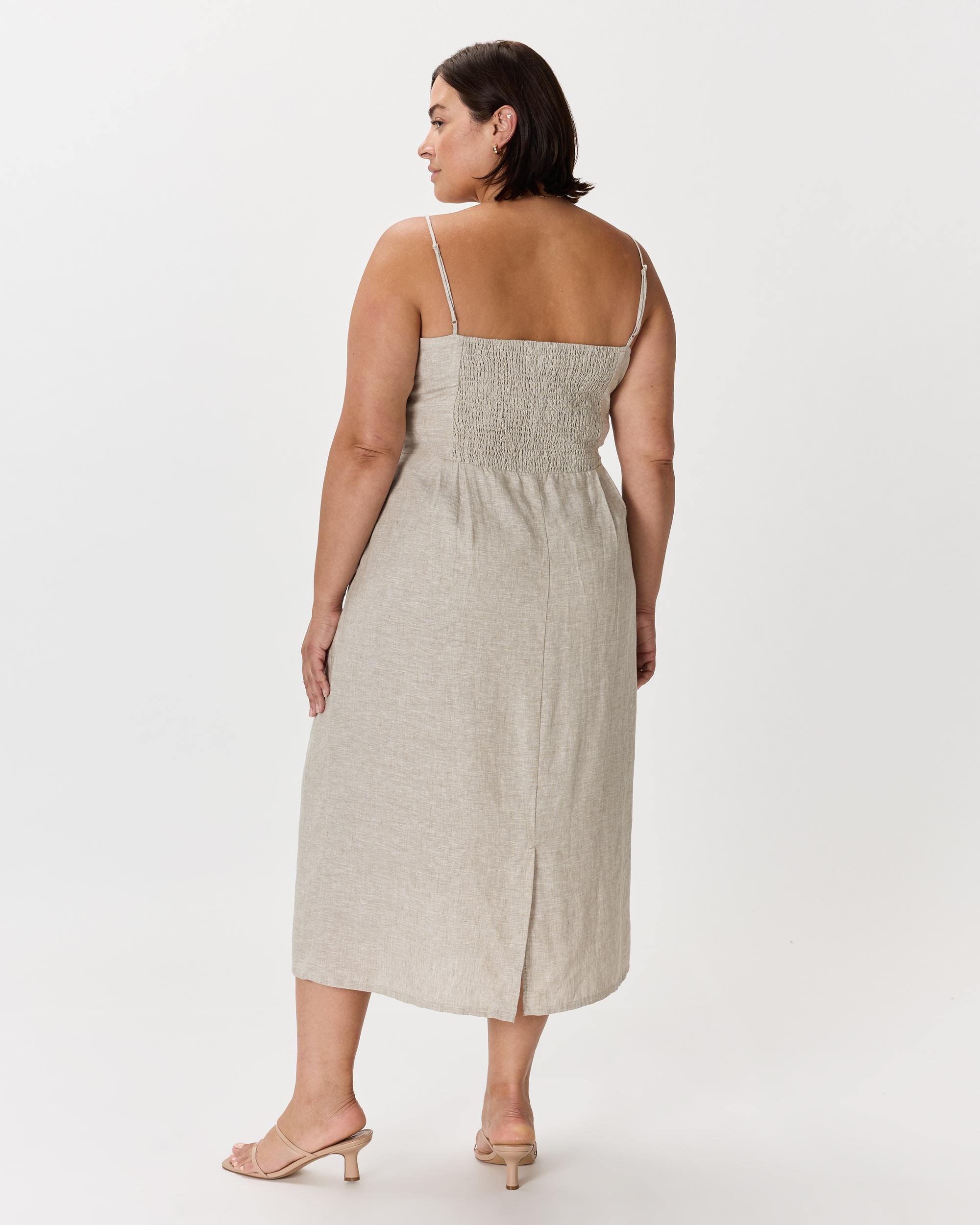 Quince | Women's 100% European Linen Scoop Neck Midi Dress Product Image