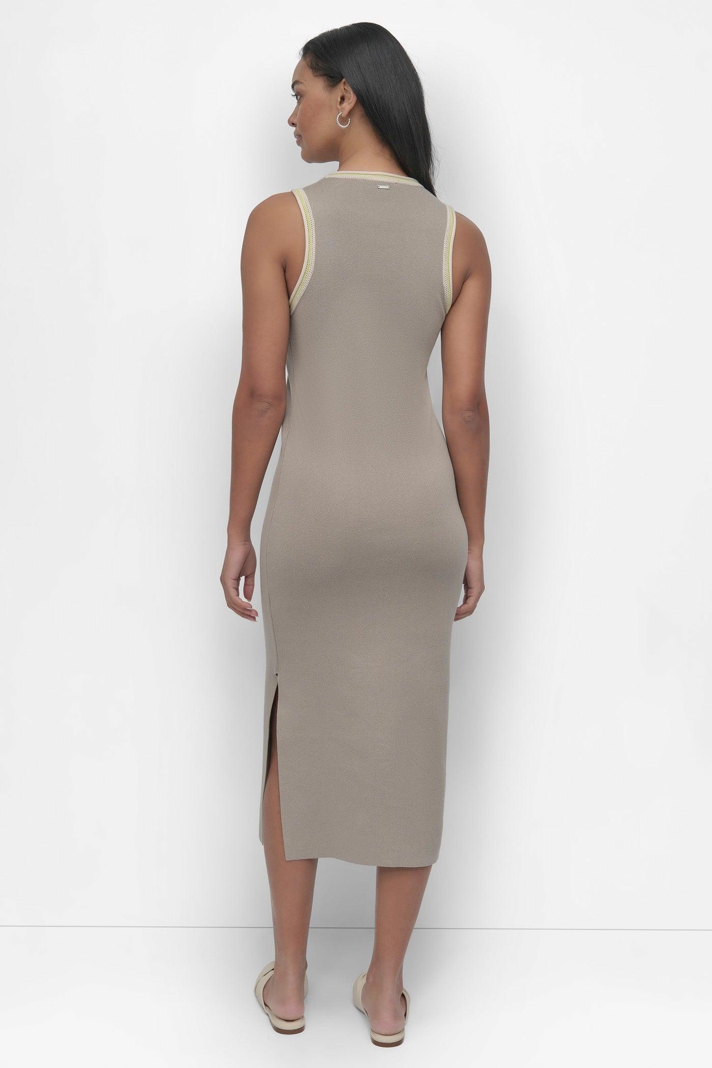 COLOR BLOCK TRIM RACER FRONT MIDI DRESS Product Image