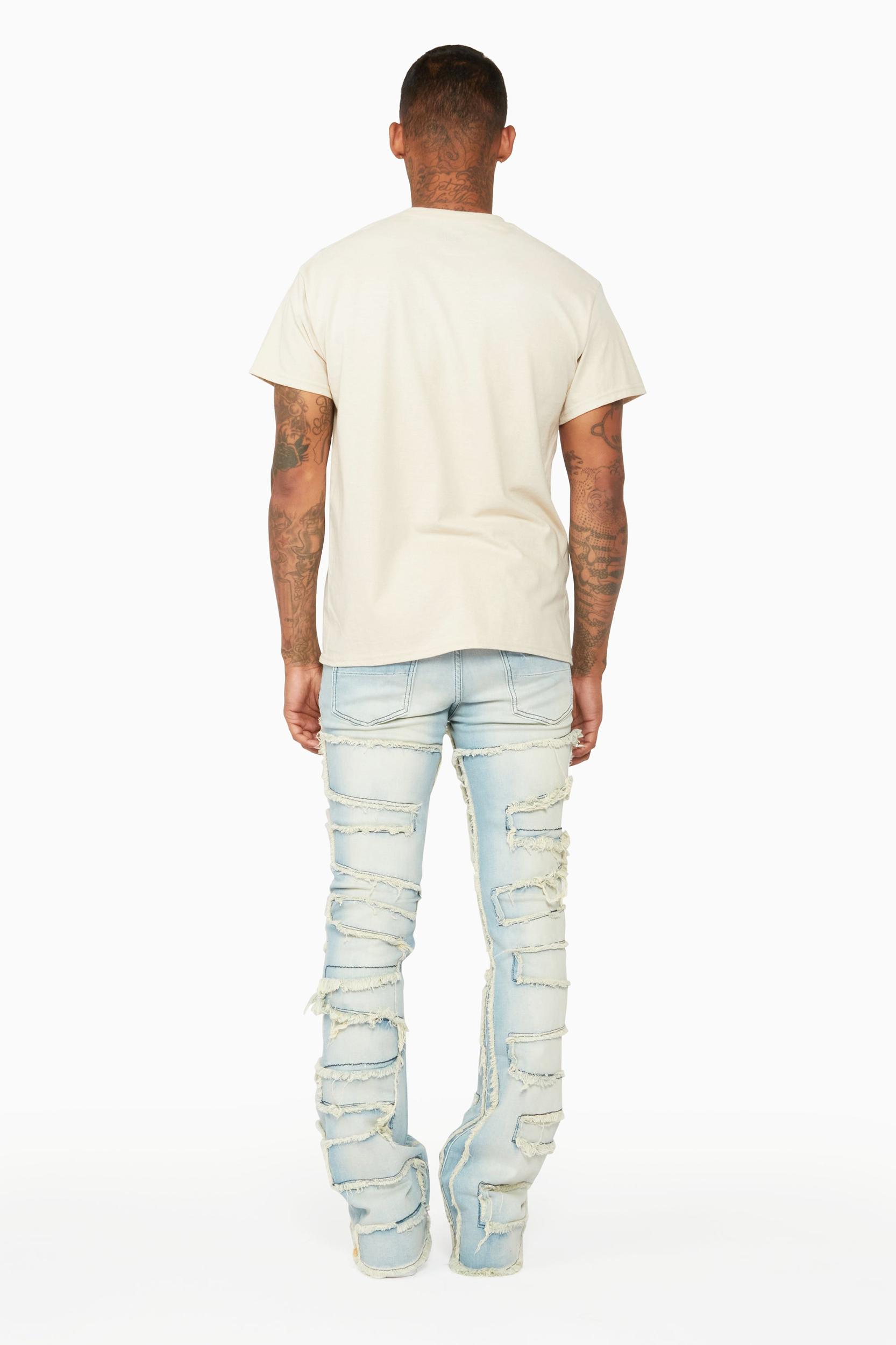 Shake Light Blue Stacked Flare Jean Male Product Image