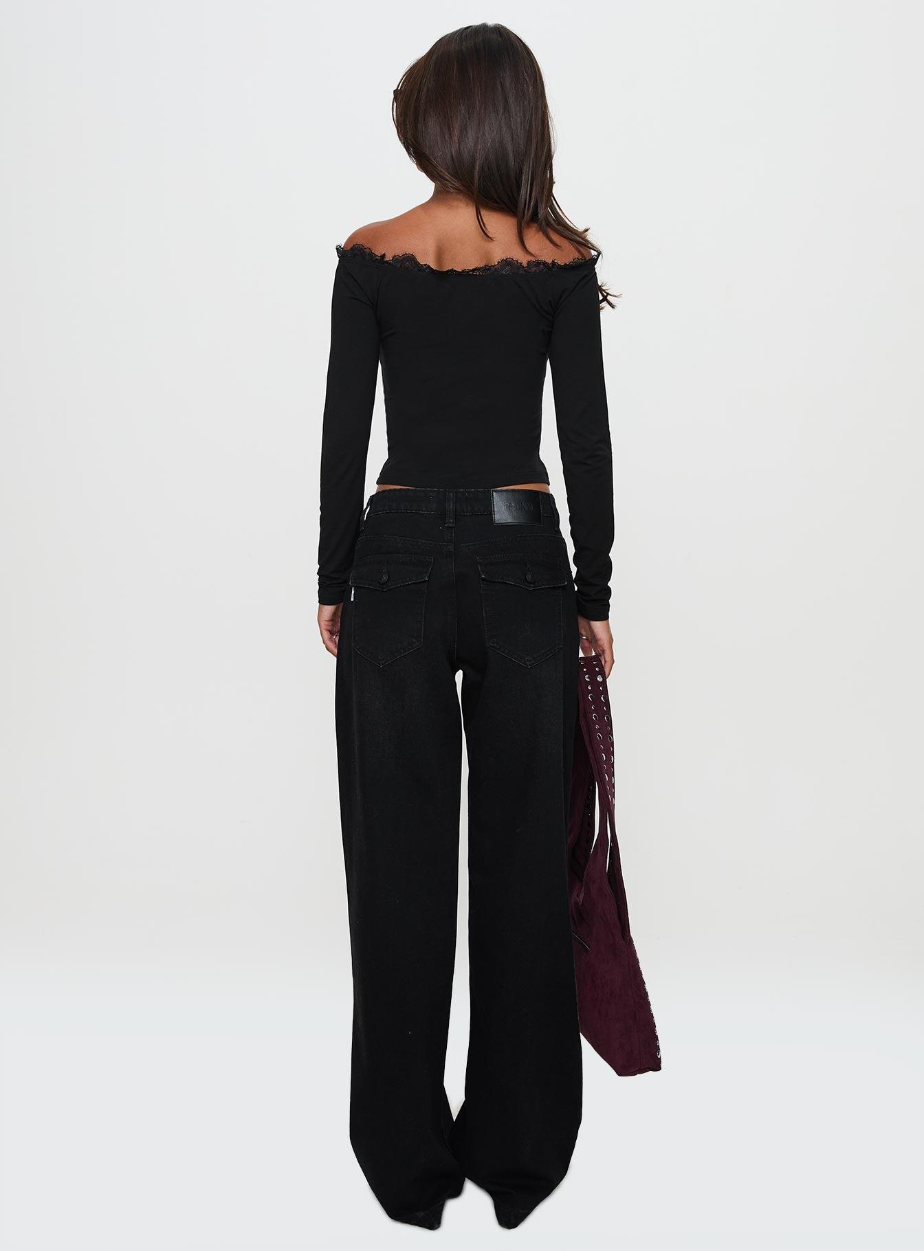 Everlong Mid Rise Straight Leg Jeans Mid Black Wash Product Image