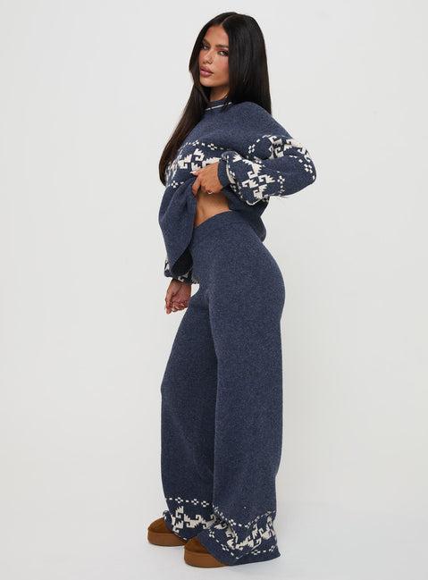 Alpine Knit Pants Navy / Cream Product Image