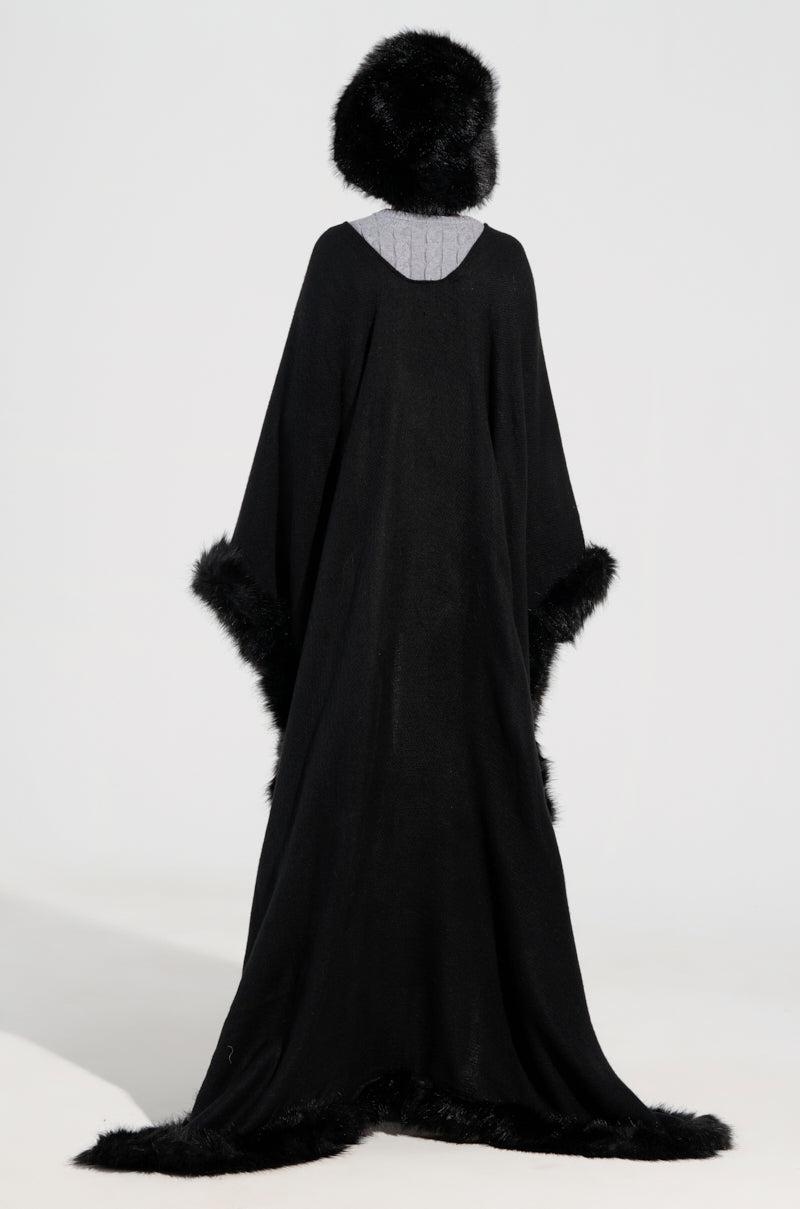LOVE MY LIFE FAUX FUR TRIM PONCHO Product Image