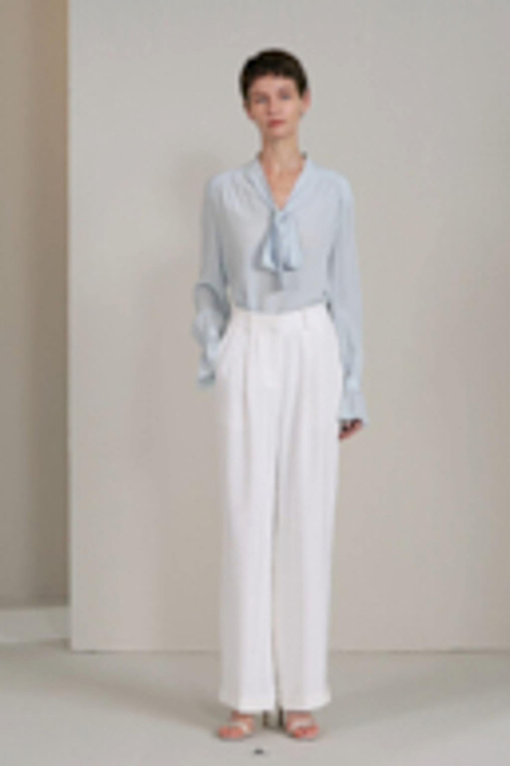 LILYSILK Womens Silk Shirt Long Sleeve Blue 100% Grade 6A Silk Lightweight Ribbon Tops XXS Product Image