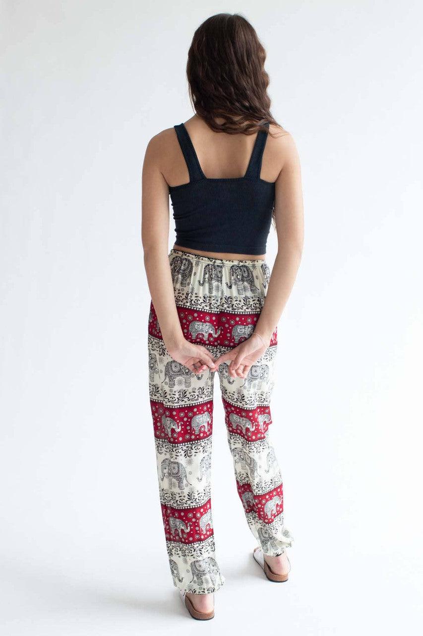 Ivory & Red Striped Elephant Pants Product Image