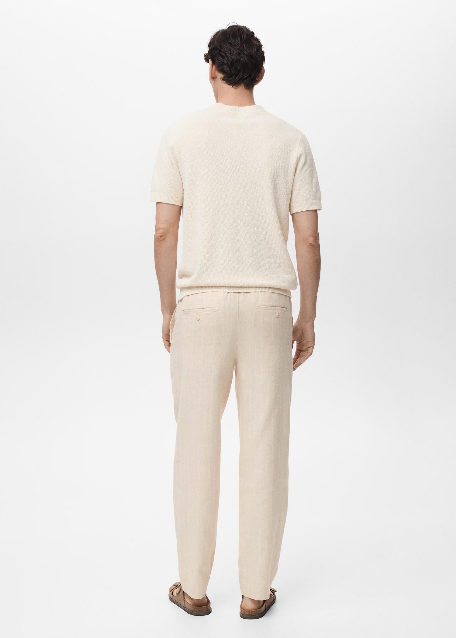 Pinstripe linen pants - Men | MANGO USA Product Image