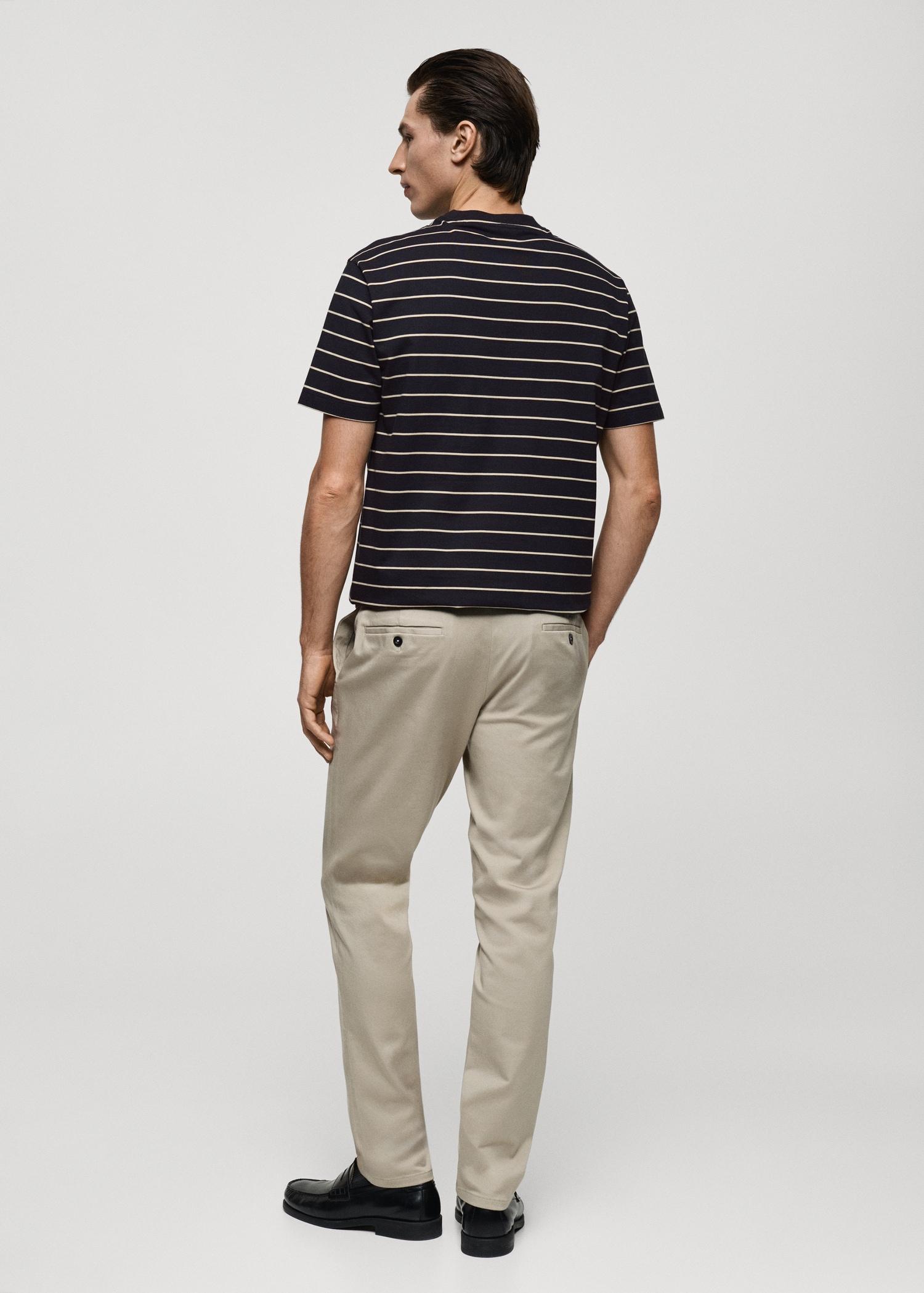 100% cotton striped t-shirt - Men | MANGO USA Product Image