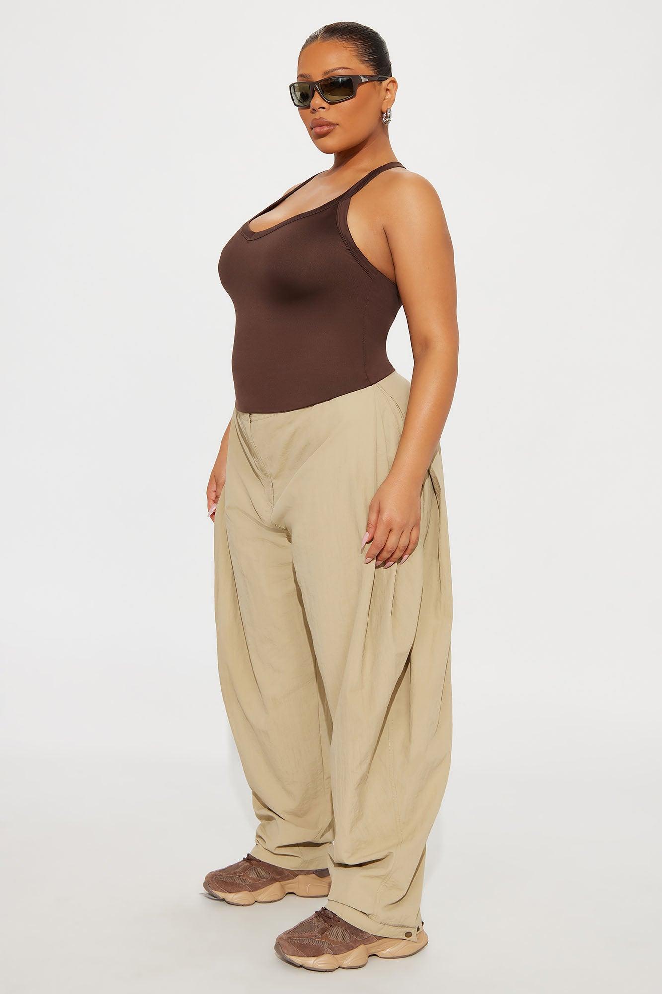 Contour Double Lined V-Neck Tank Top - Chocolate Female Product Image