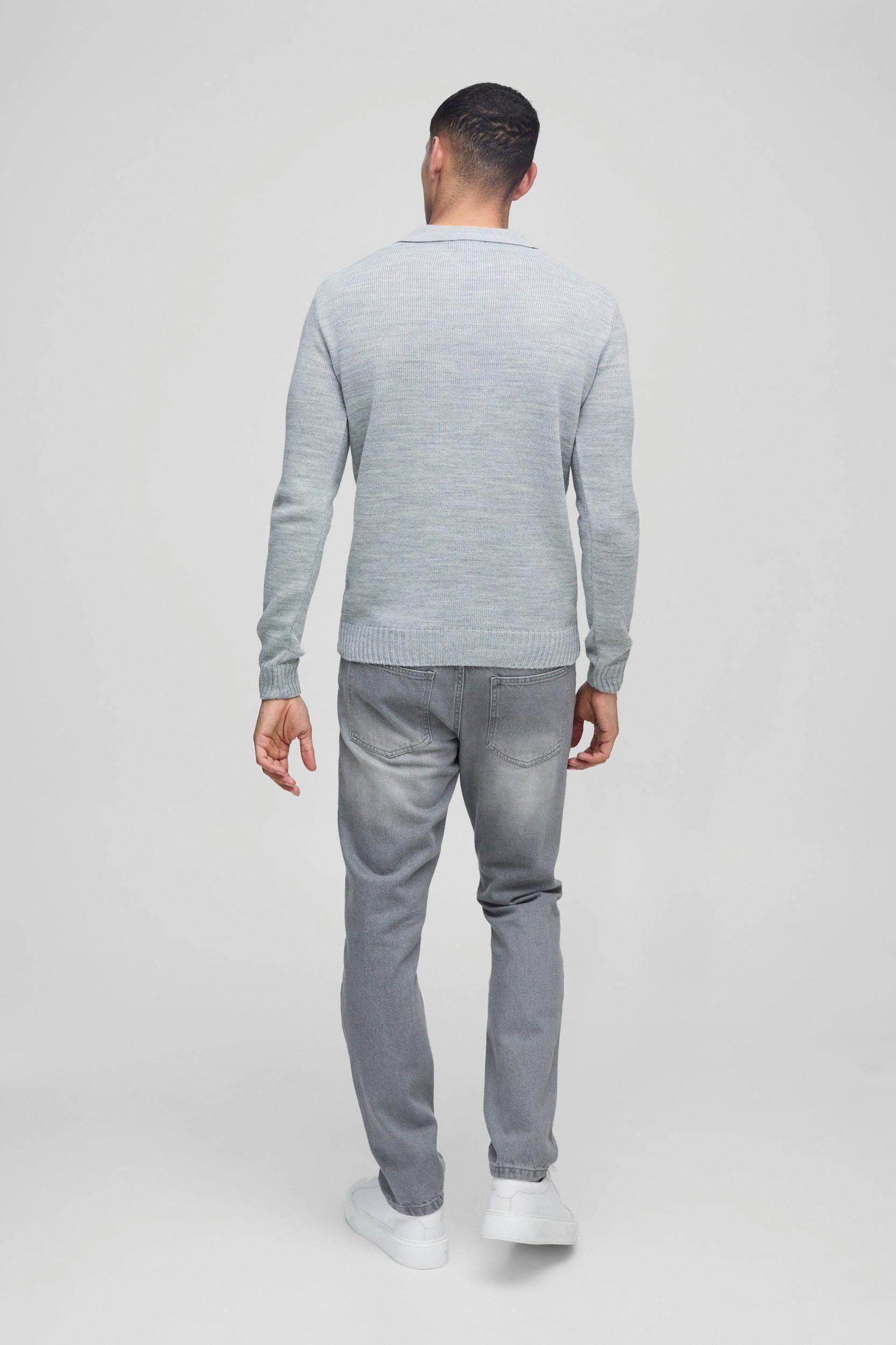 Regular Fit Knitted V-Neck Polo | boohooMAN USA Product Image