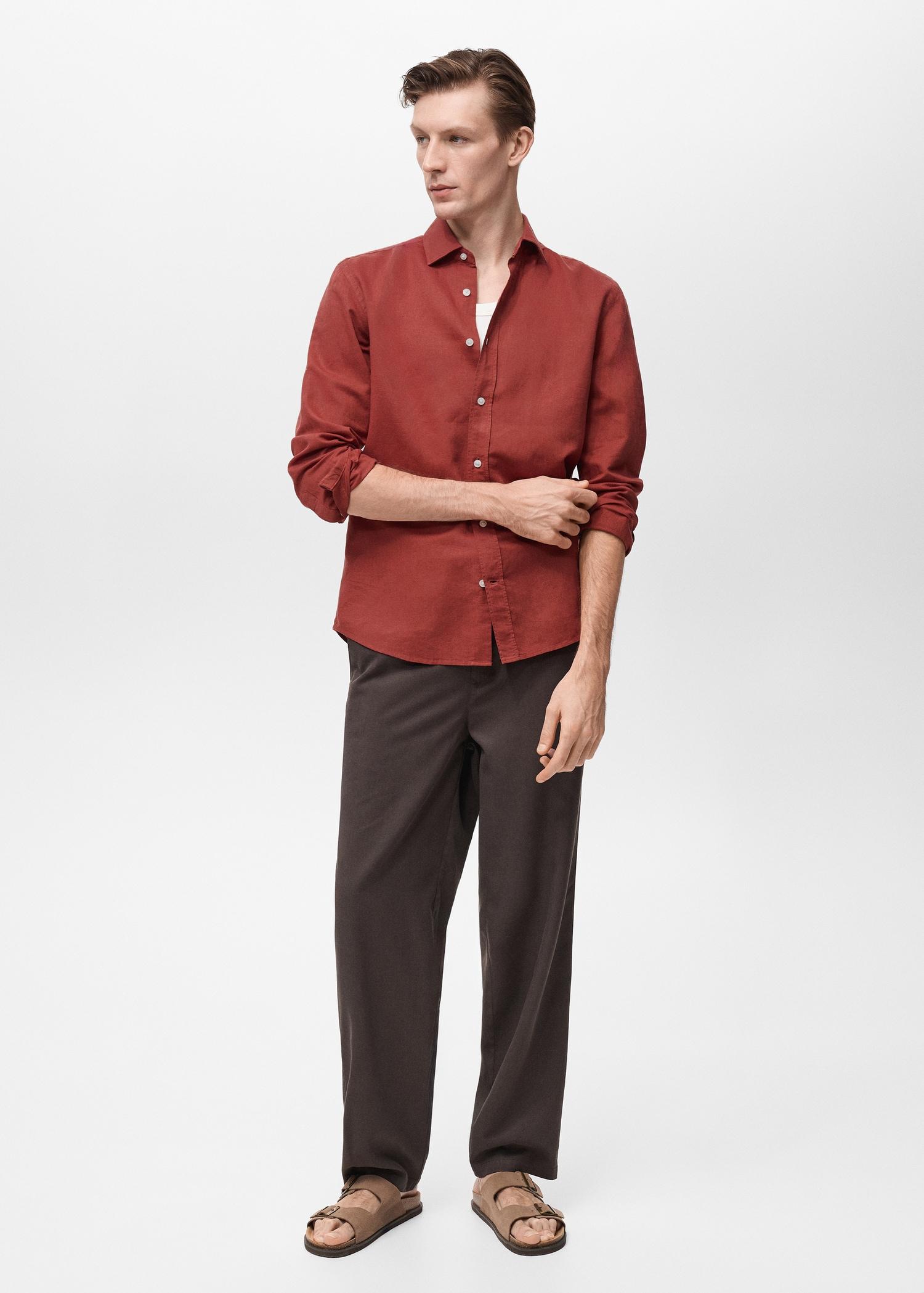 Linen-blend shirt - Men | MANGO USA Product Image