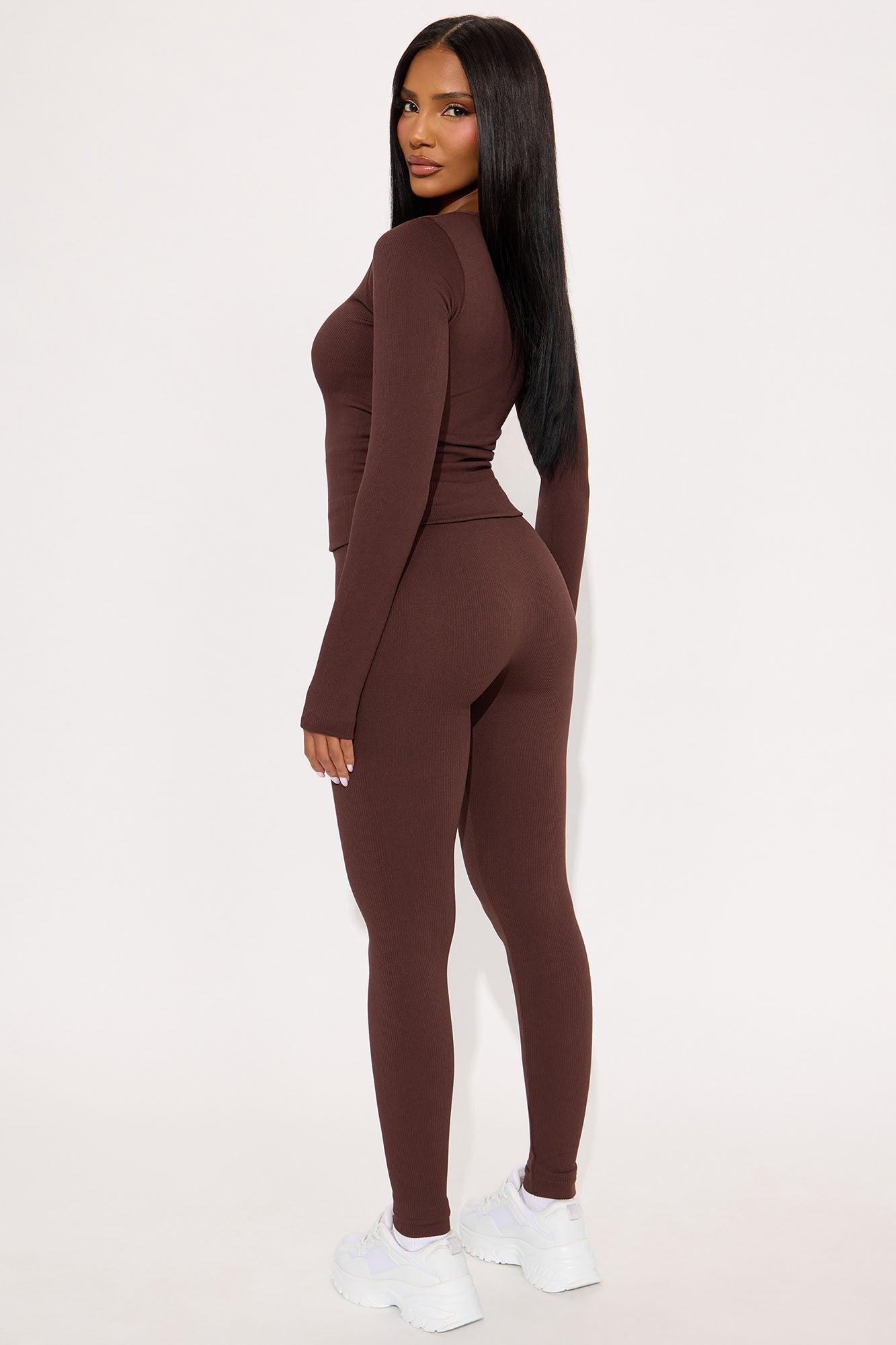 Mark My Words Seamless Legging Pant Set - Chocolate Female Product Image