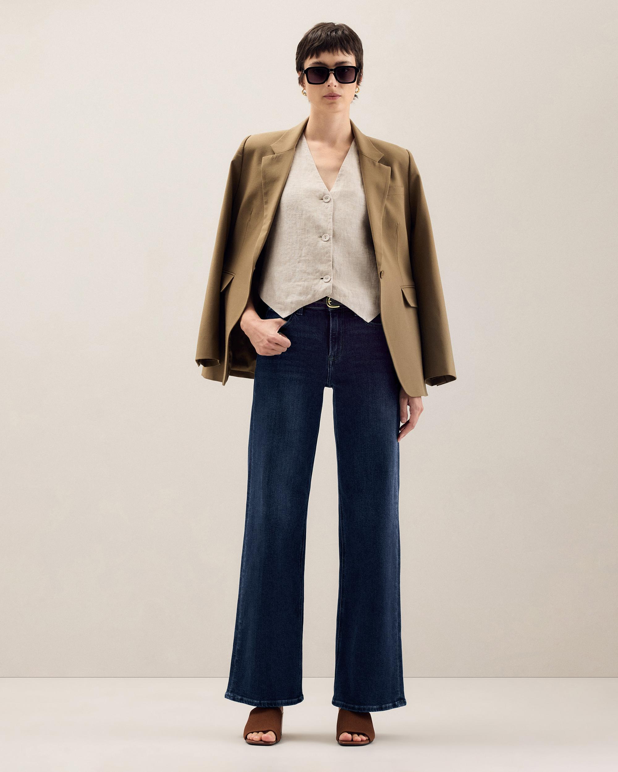 Quince | Women's Bella Stretch Wide Leg Jeans Organic Cotton Product Image