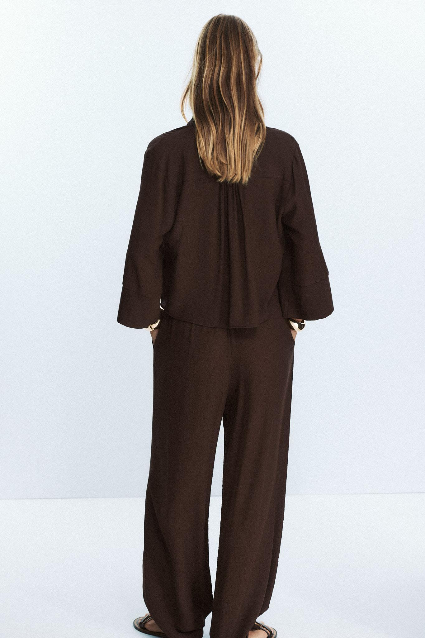 COTTON GAUZE WIDE LEG PANTS Product Image