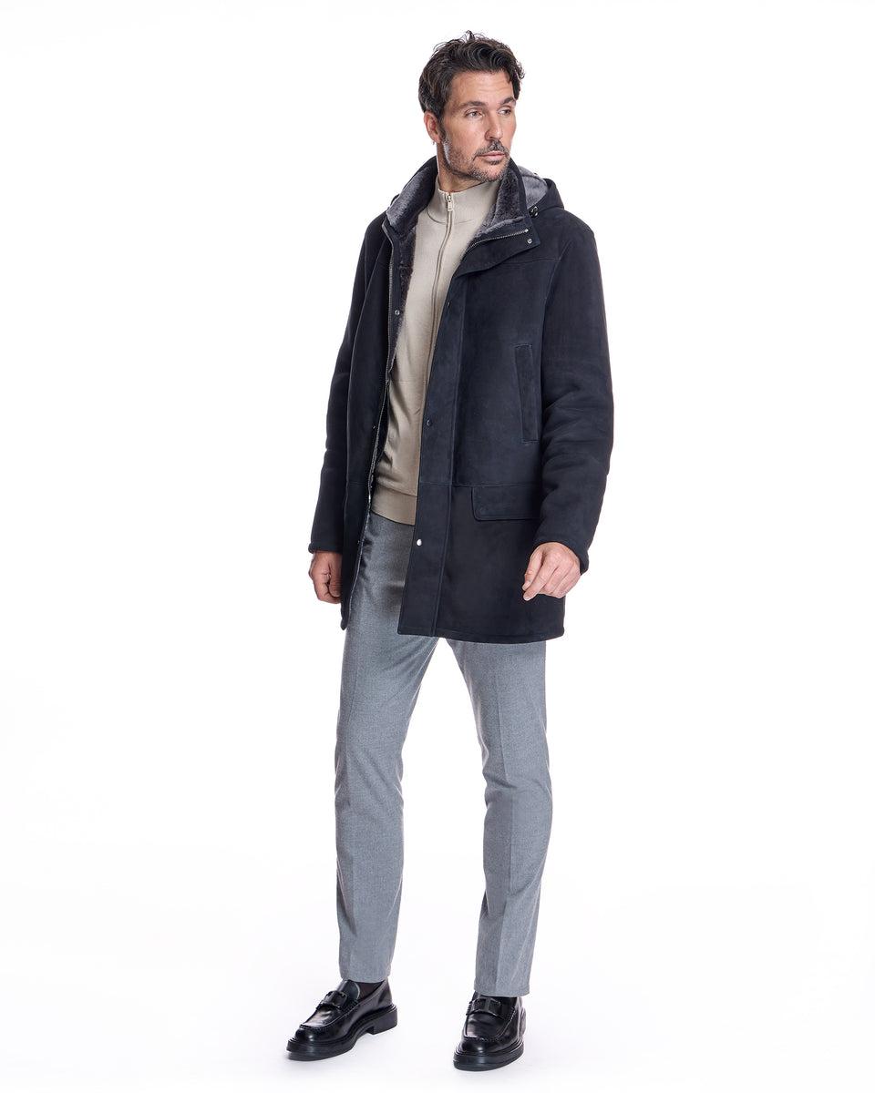 Men's Shearling Hooded Coat Product Image