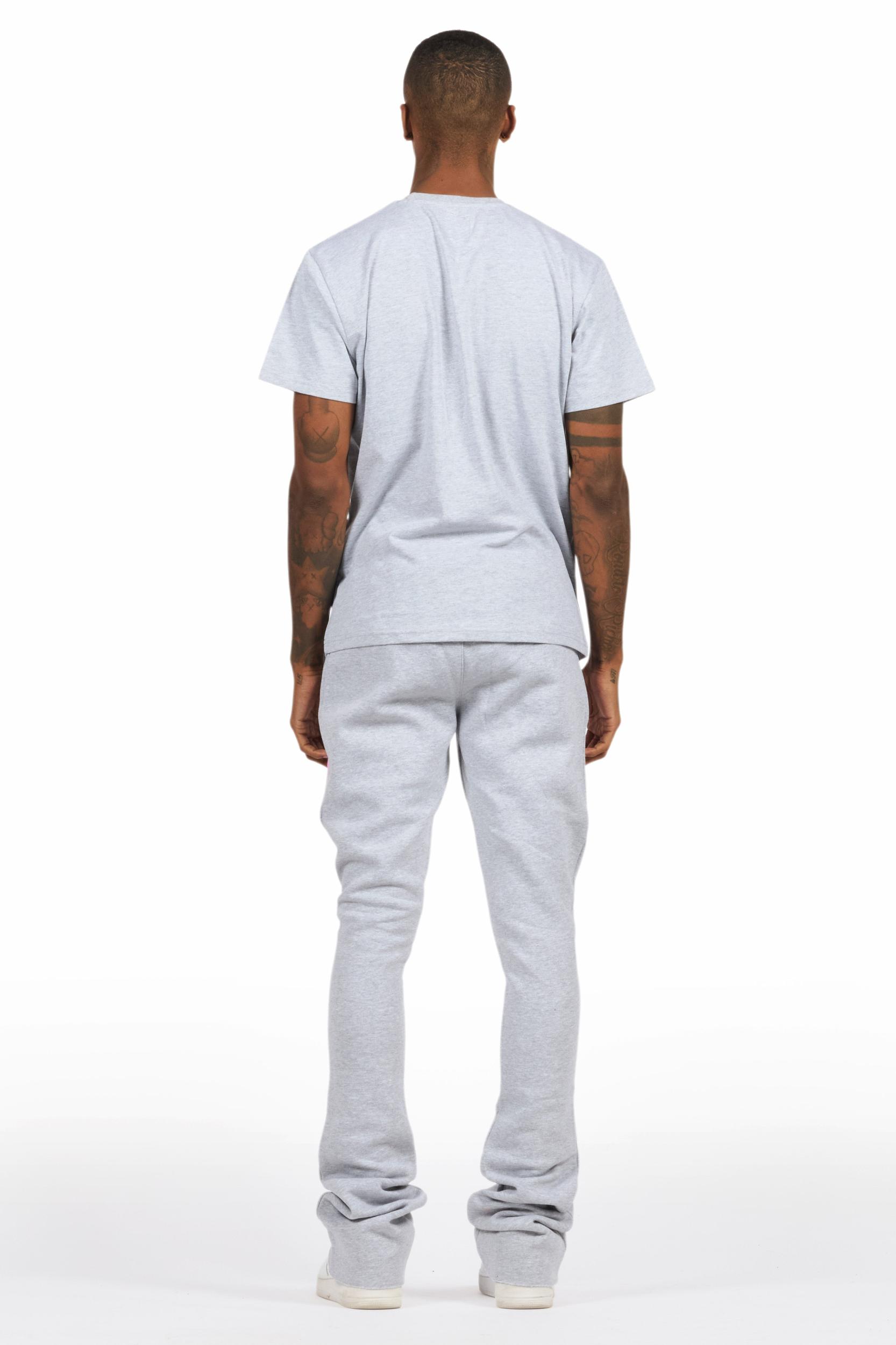 Beno Heather Grey T-Shirt/Stacked Flare Track Set Male Product Image