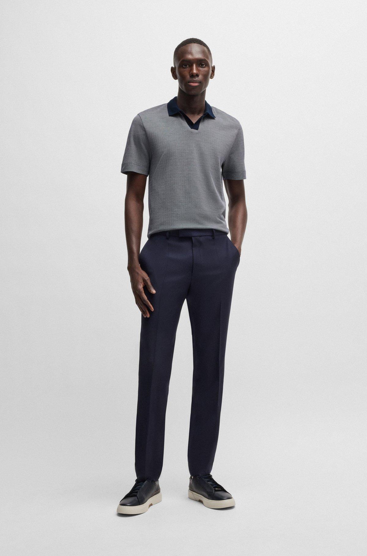 Dot-pattern polo shirt in cotton and silk Product Image