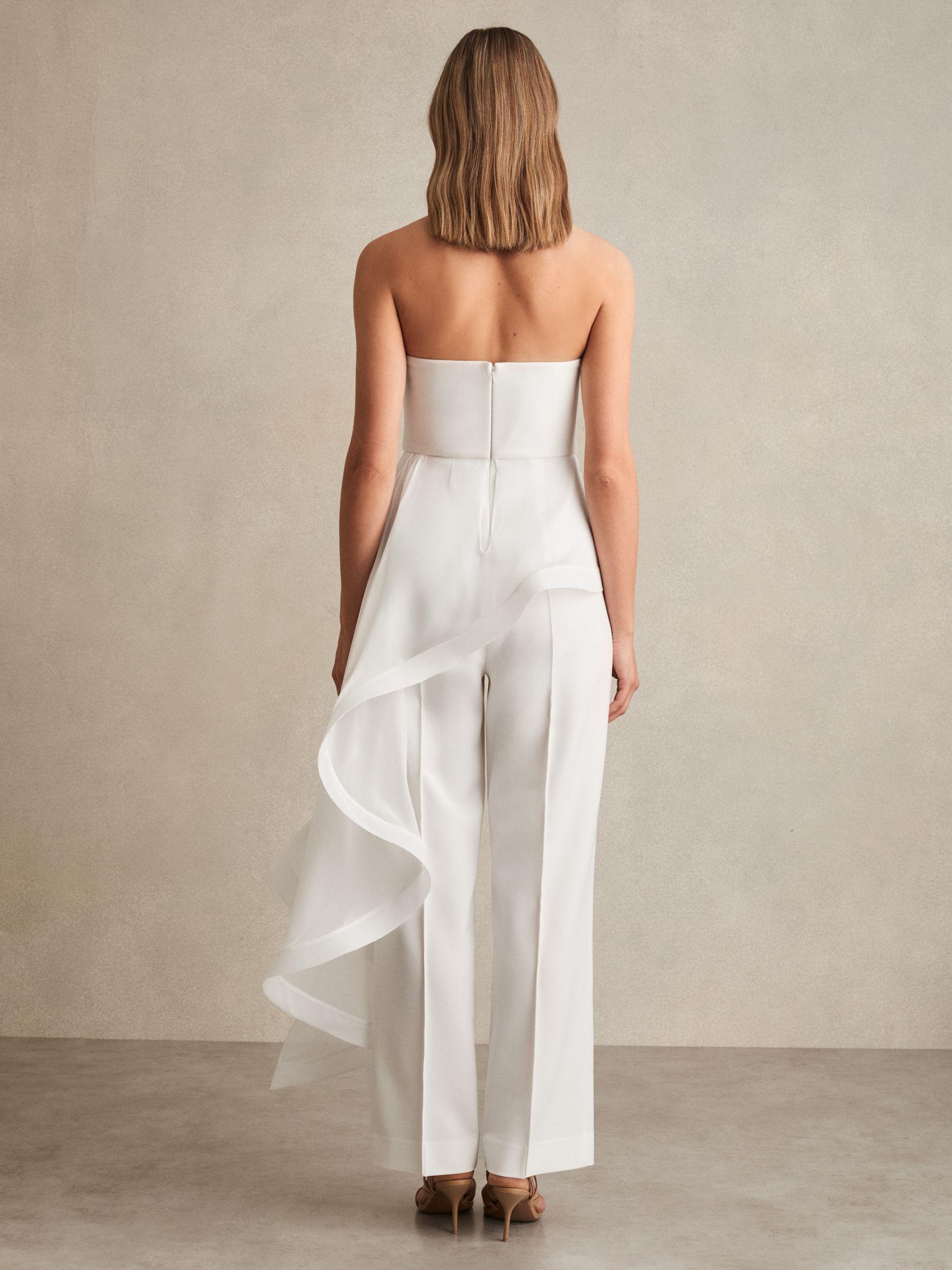 Silk Ruffle Bandeau Wide-Leg Jumpsuit in Ivory Product Image