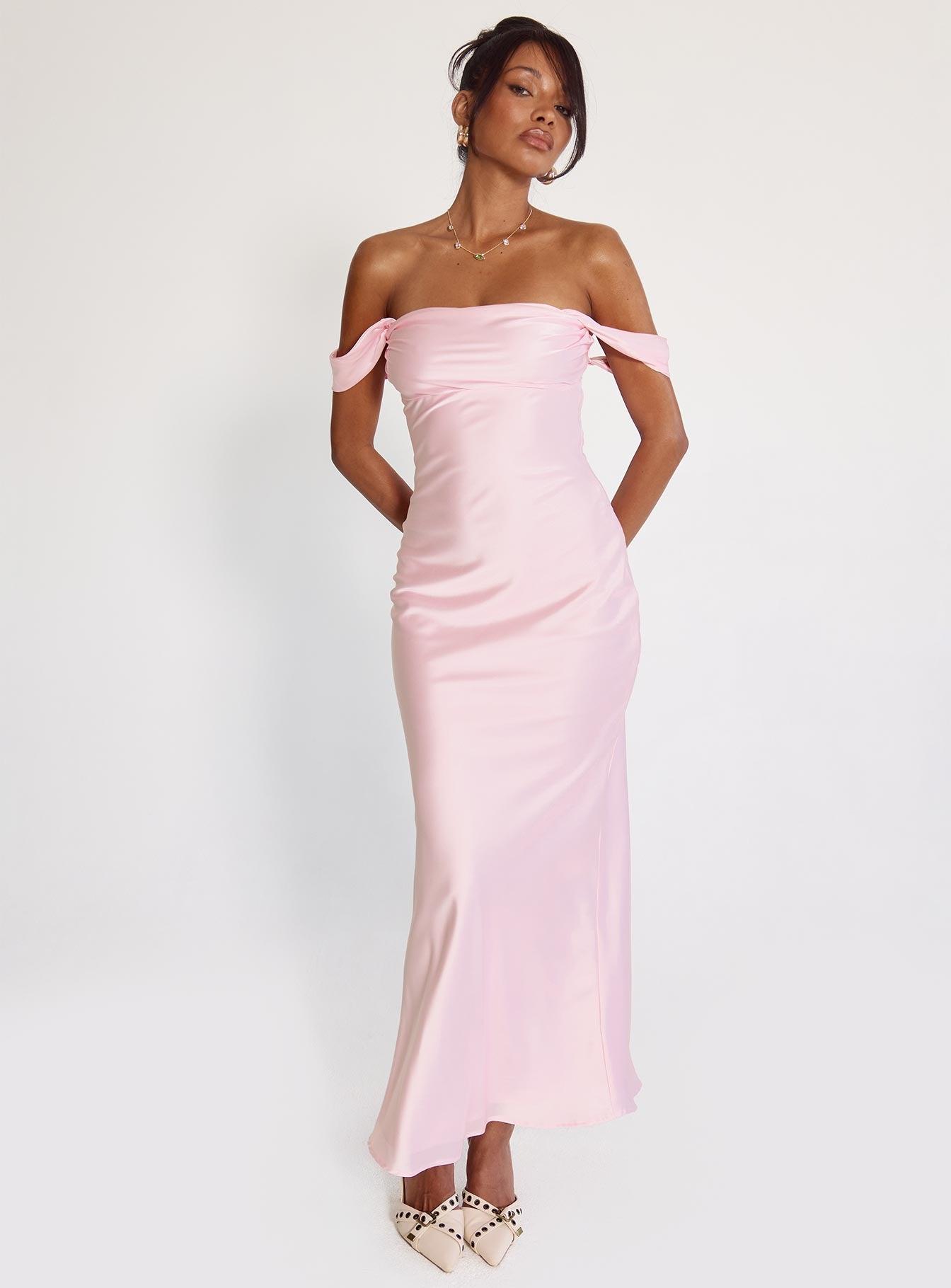 Azura Off The Shoulder Maxi Dress Pink Product Image