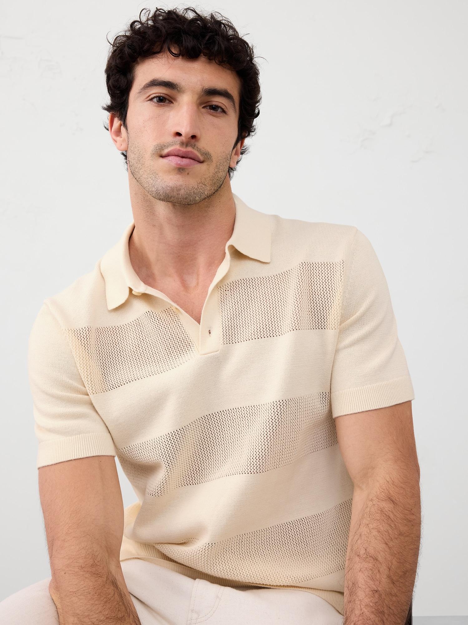 Mesh Striped Polo Product Image