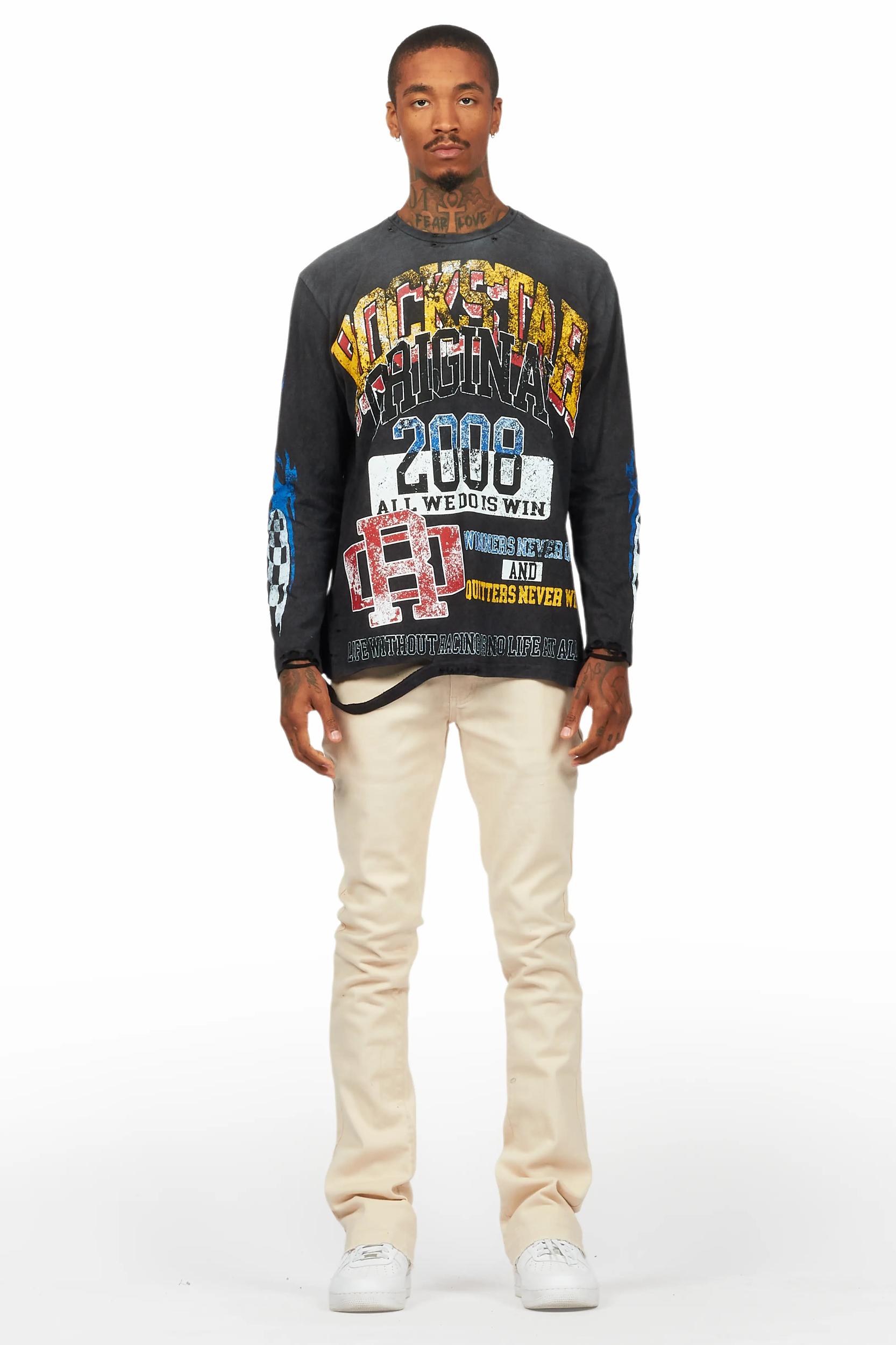 Dag Beige Stacked Flare Jean Male Product Image