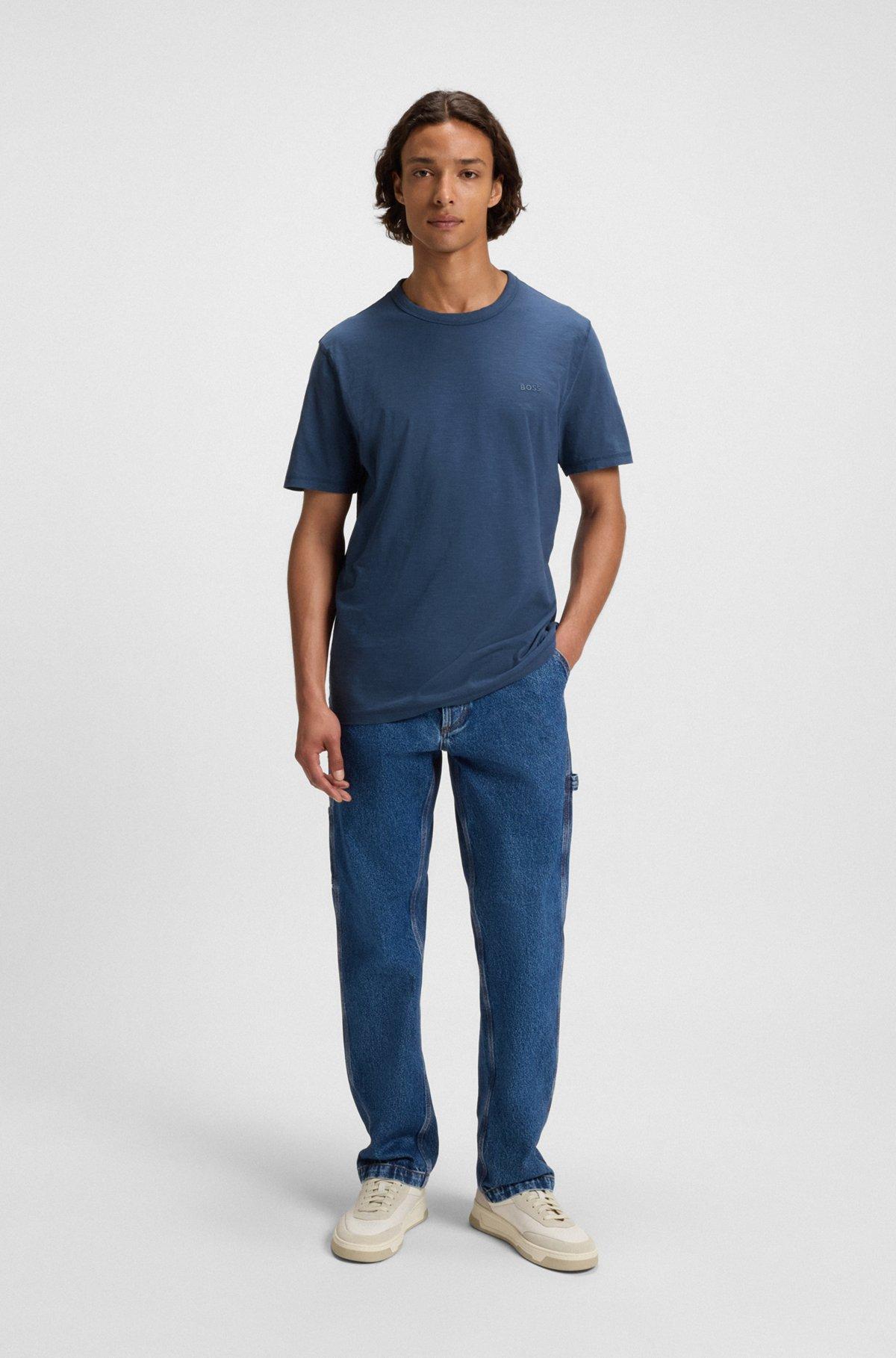 Regular-fit T-shirt in cotton with mouline logo Product Image