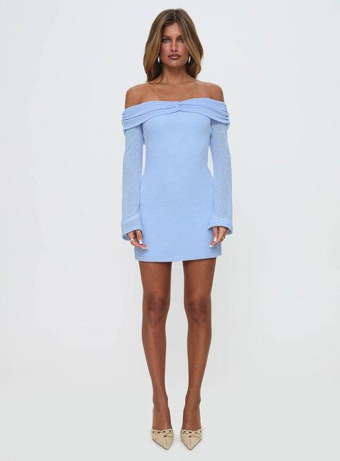 Stellaire Long Sleeve Mini Dress Blue Product Image