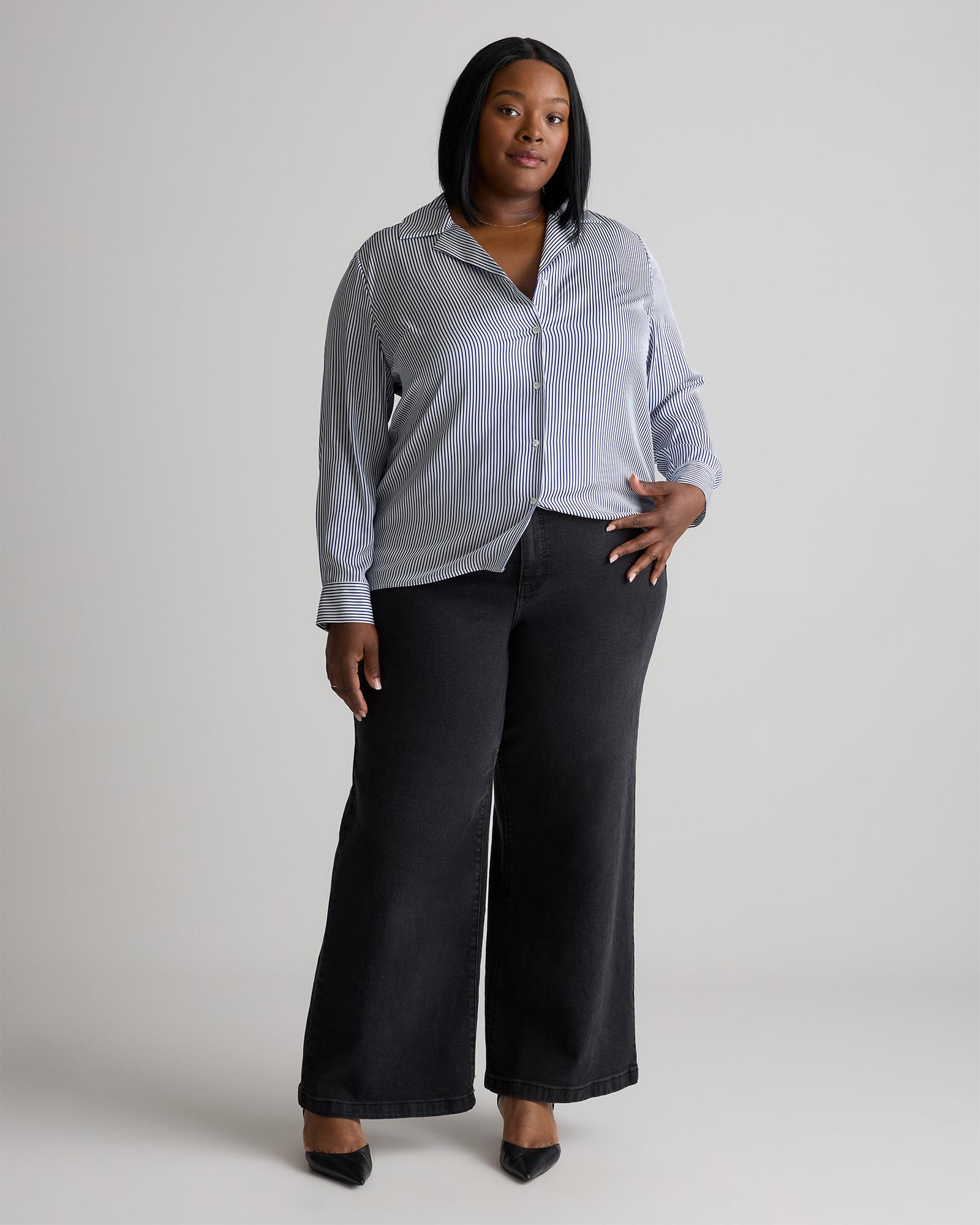 Quince | Women's Washable Stretch Silk Notch Collar Blouse Product Image