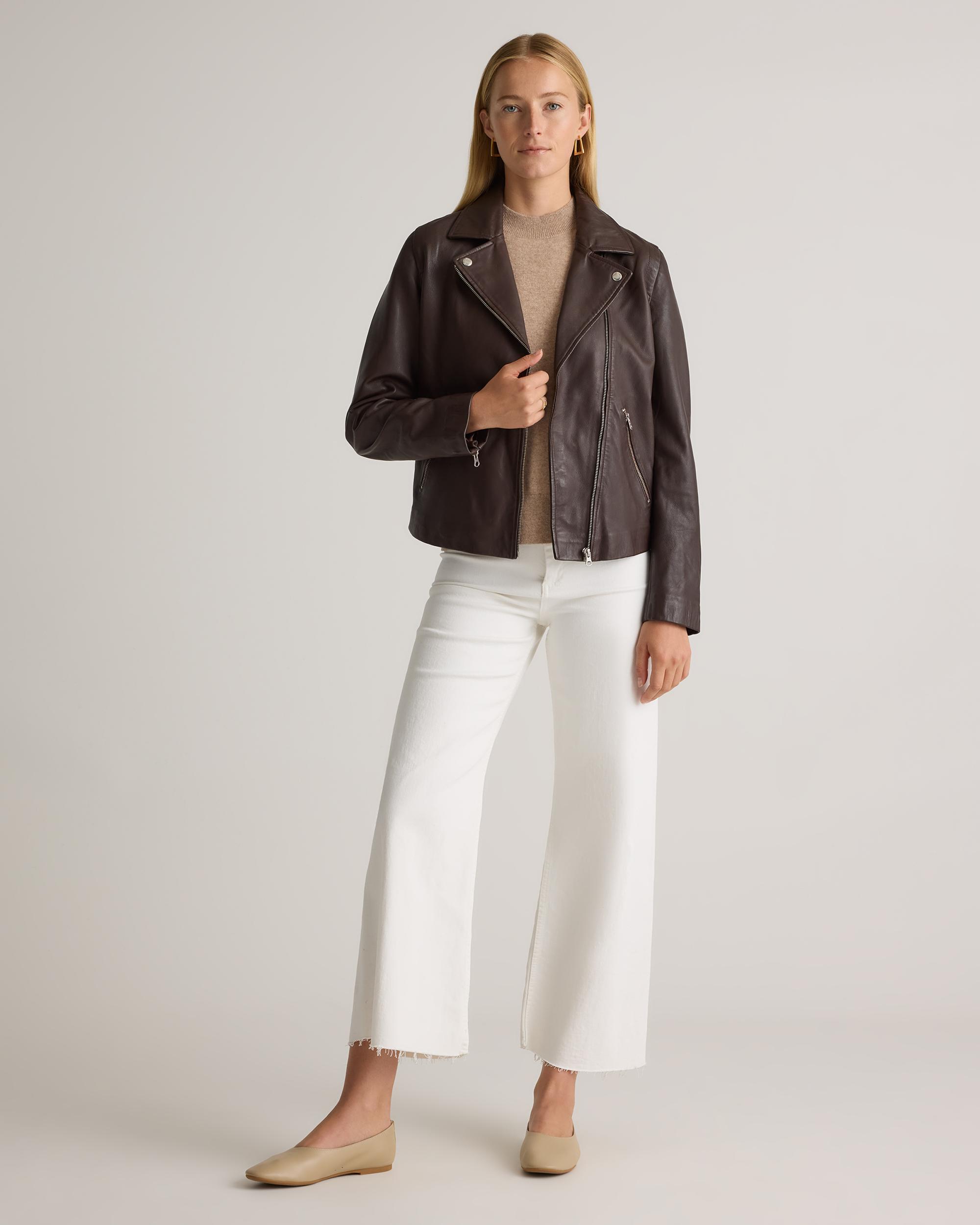 Quince | Women's 100% Washed Leather Biker Jacket Product Image