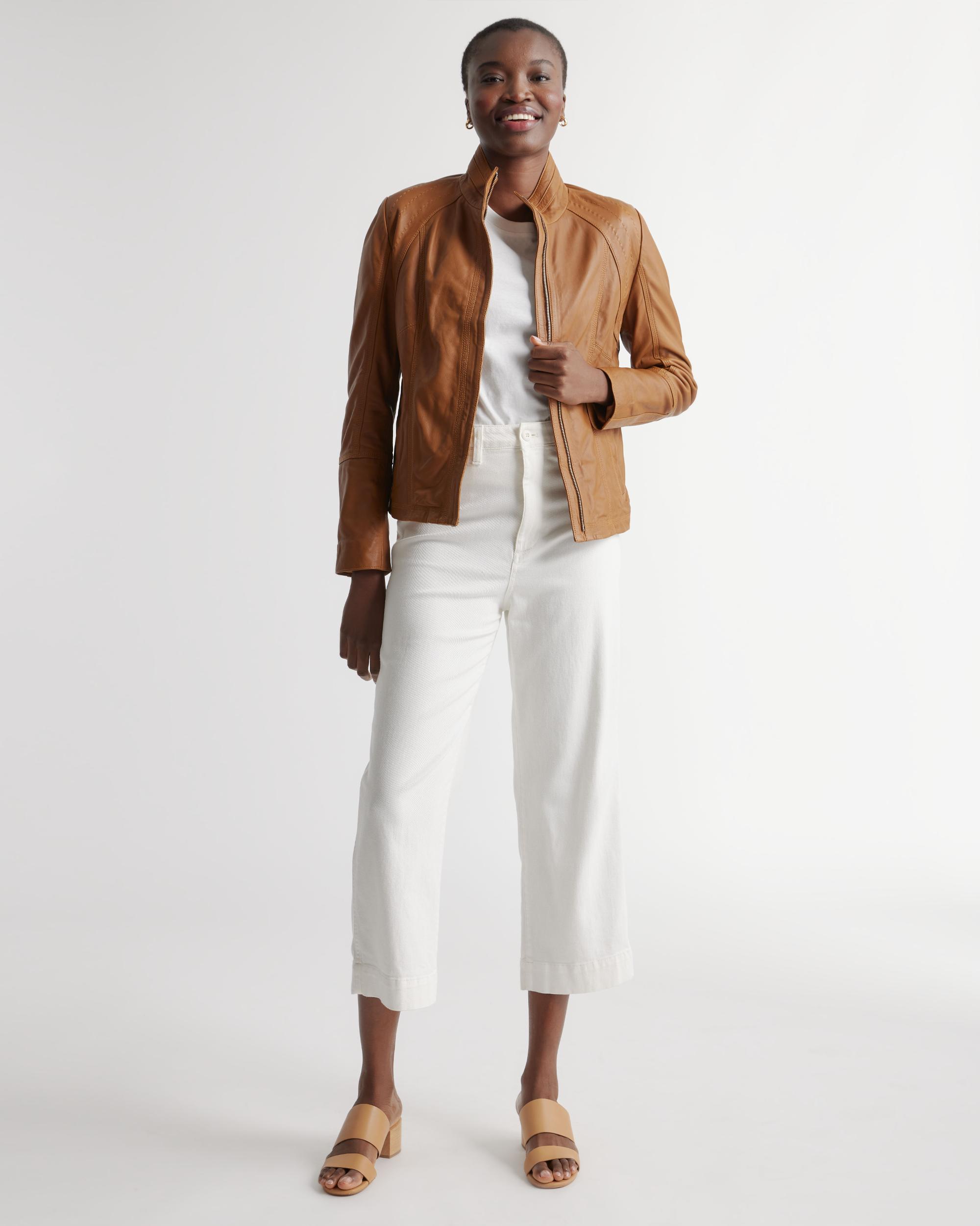 Quince | Women's Stand-Collar Jacket Size XS, Leather Product Image