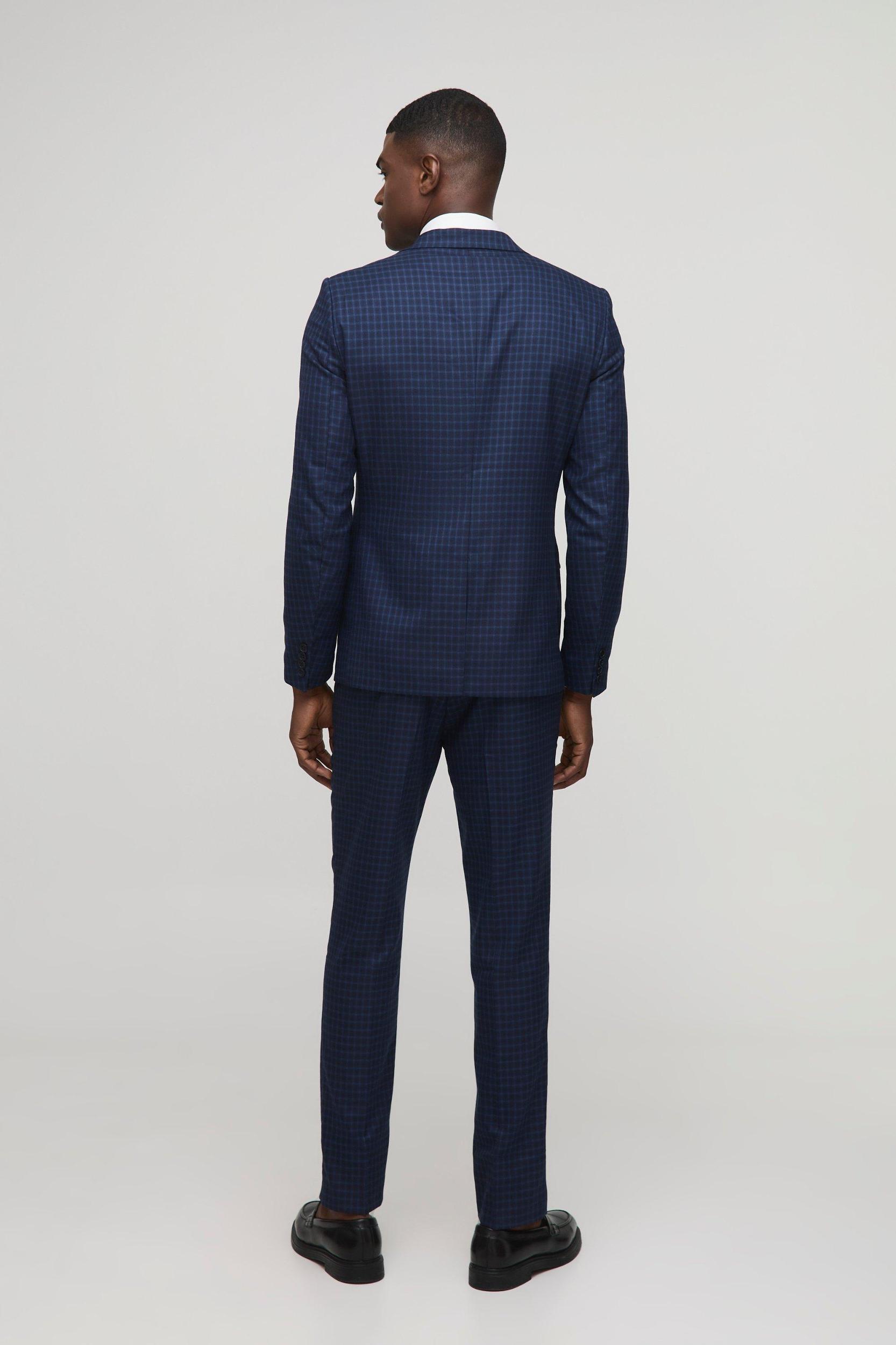 Single Breasted Slim Plaid Suit Jacket | boohooMAN USA Product Image