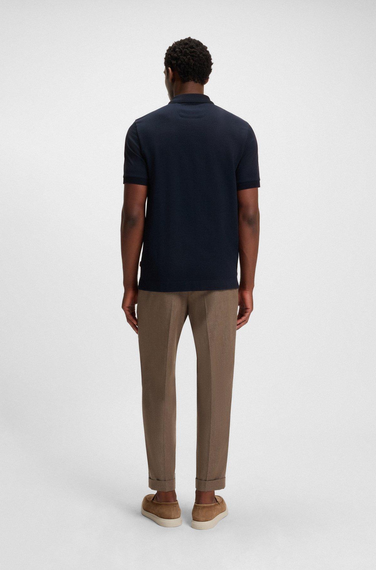 Slim-fit polo shirt in mercerized-cotton jacquard Product Image