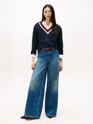 Varsity Stripe V-Neck Sweater Product Image