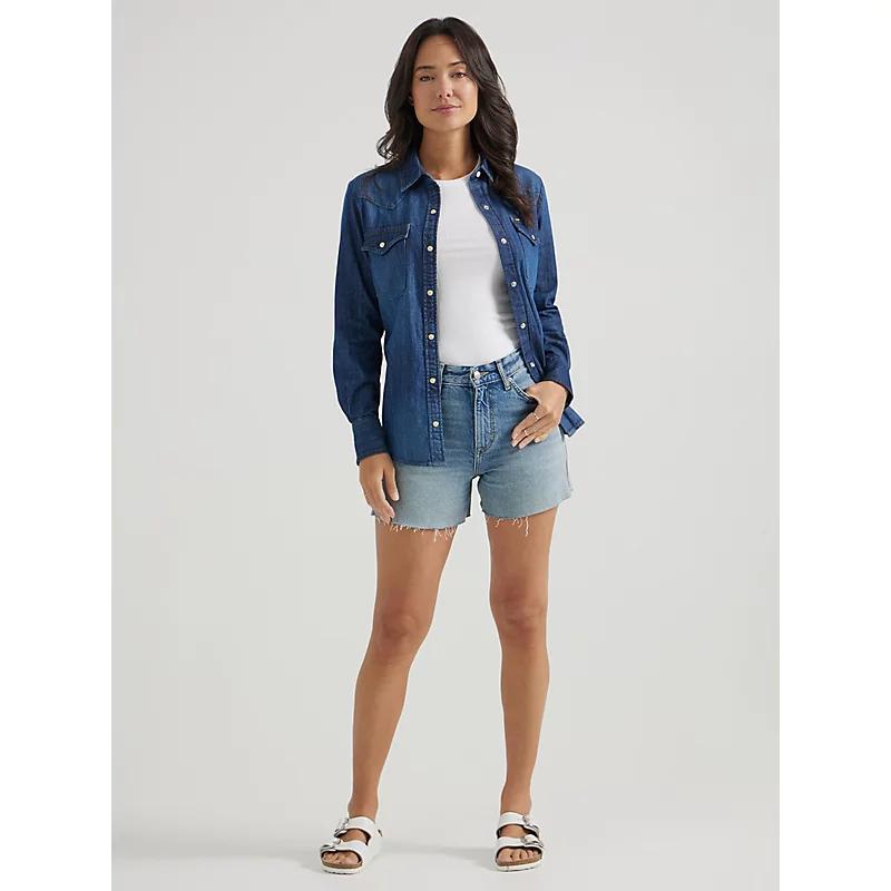 Womens Western Denim Snap Shirt Product Image