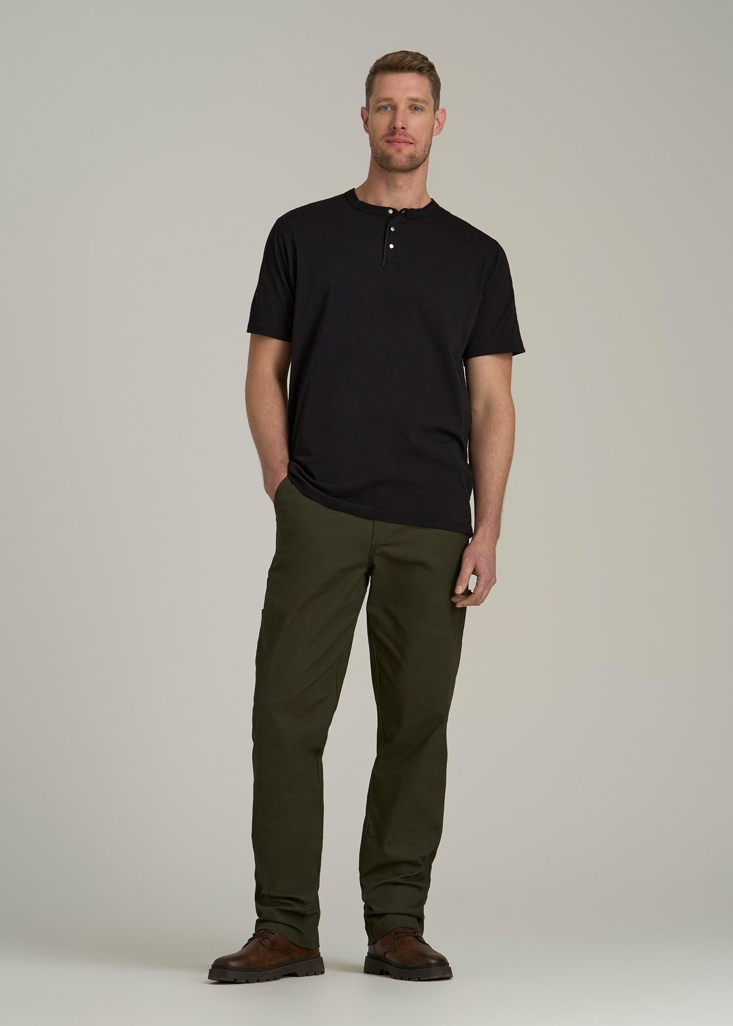 LJ&S REGULAR-FIT Jersey Henley Tee for Tall Men in Vintage Moss Green Male Product Image