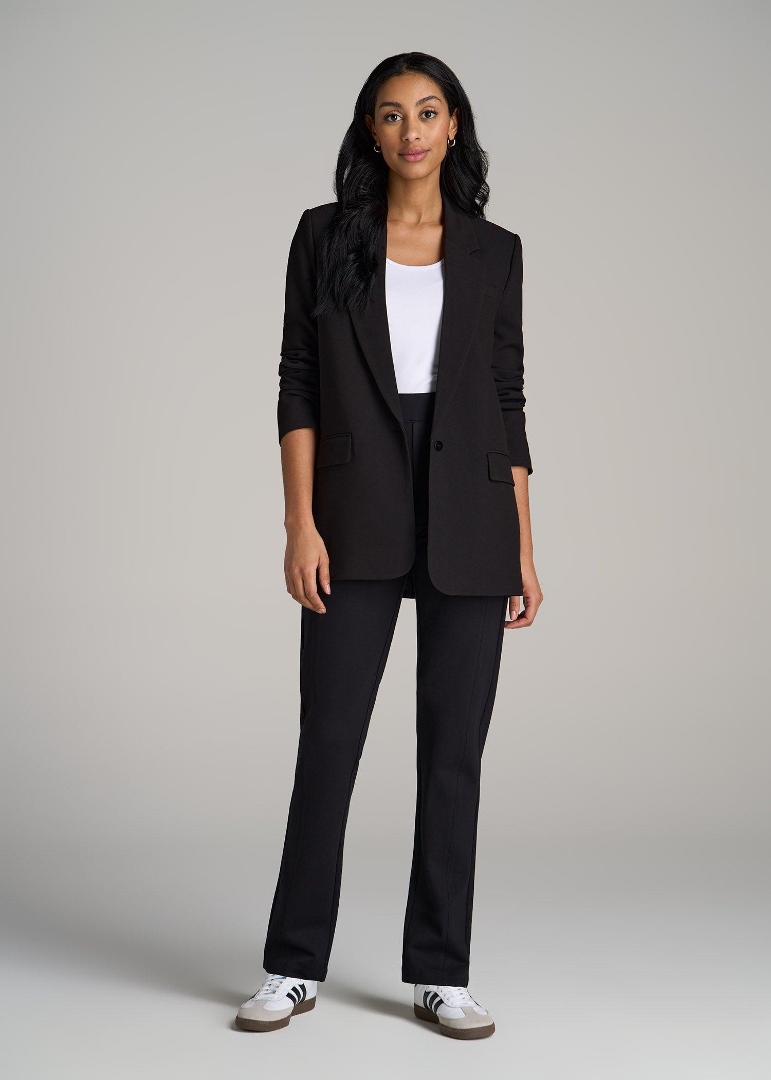 Pull-On Slim Dress Pants for Tall Women in Black Female Product Image