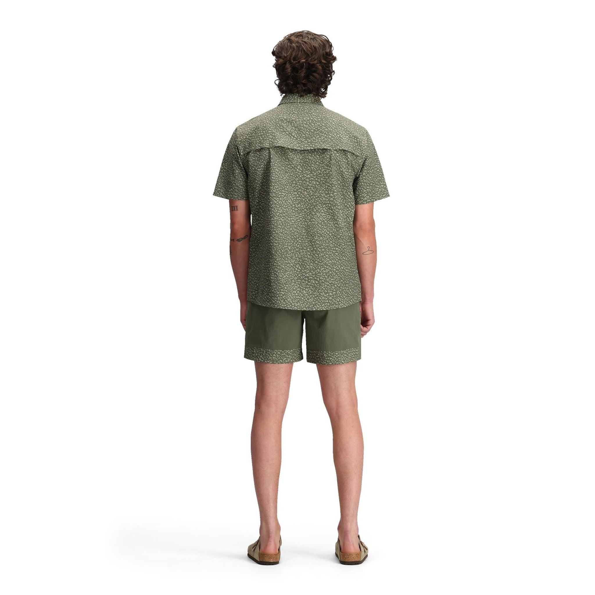 Merino Wool and Linen Short Sleeve Button-Down Shirt | Sage Green Product Image