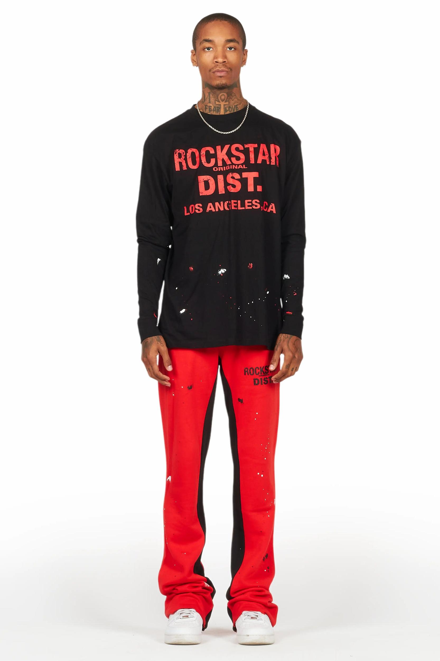 Scottie Red/Black Long Sleeve T-Shirt/Baggy Pant Set Male Product Image