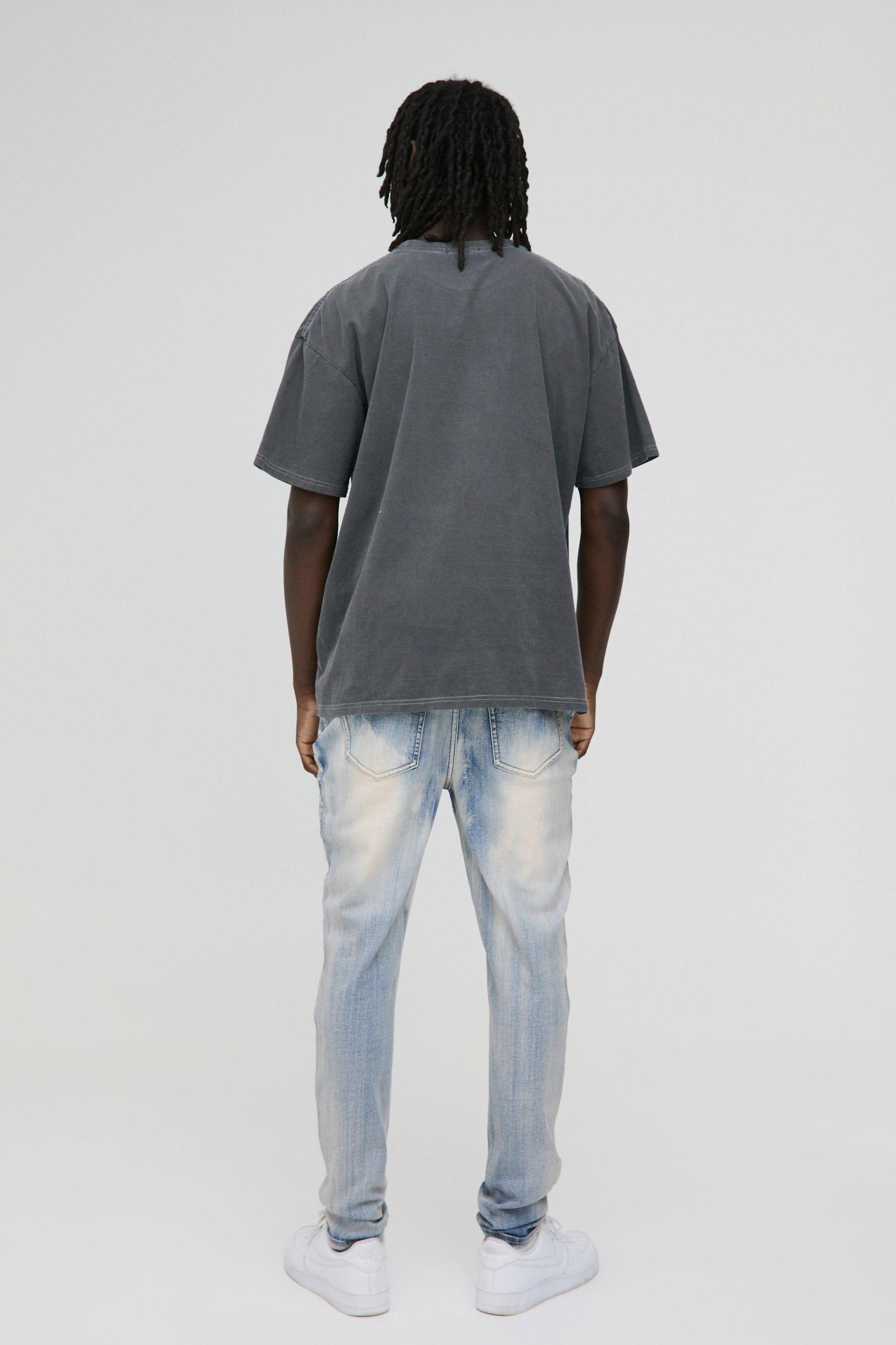 Skinny Fit PU Cross Applique Jeans | boohooMAN USA Product Image