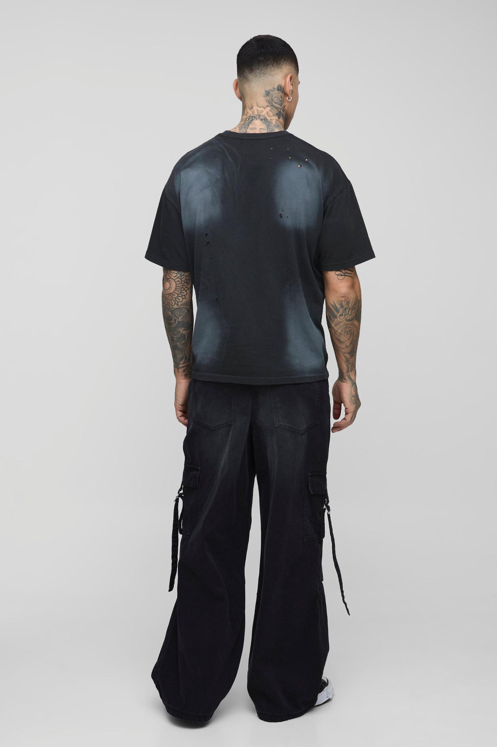 Tall Strap Detail Parachute Fit Jeans | boohooMAN USA Product Image