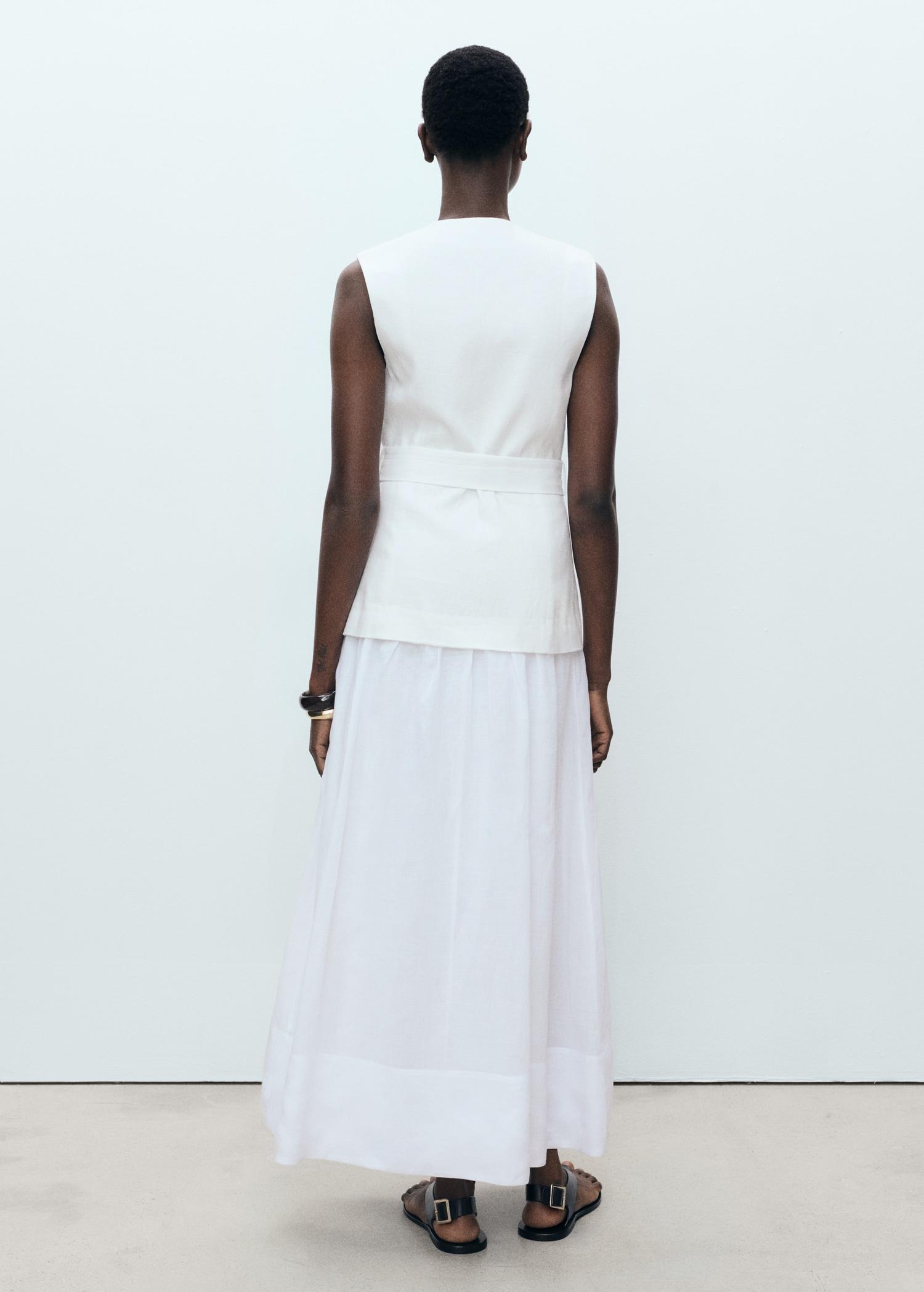 Linen and ramie dress with belt - Women | MANGO USA Product Image