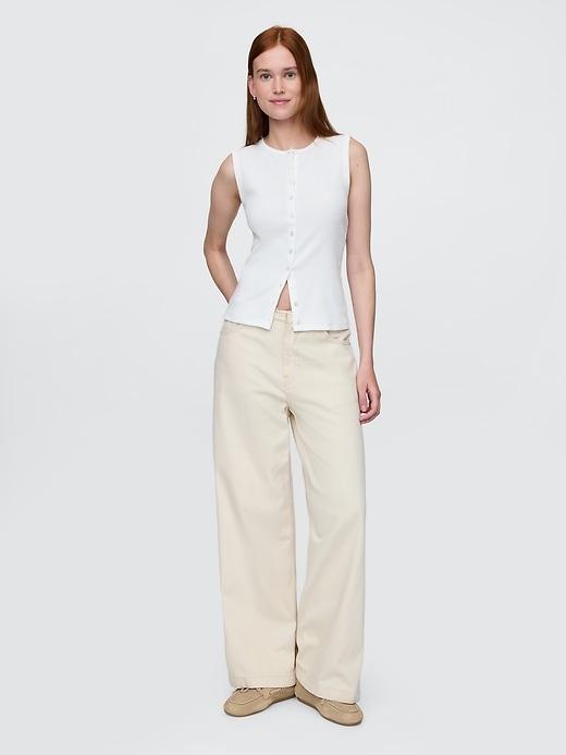 Modern Rib Cardigan Vest Product Image