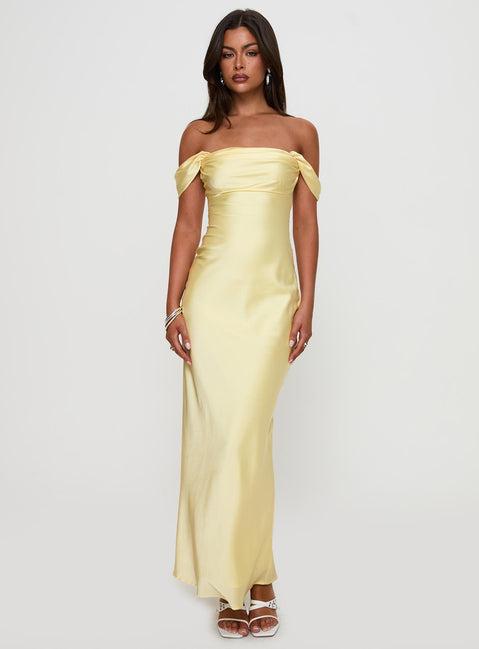 Azura Off The Shoulder Maxi Dress Yellow Product Image