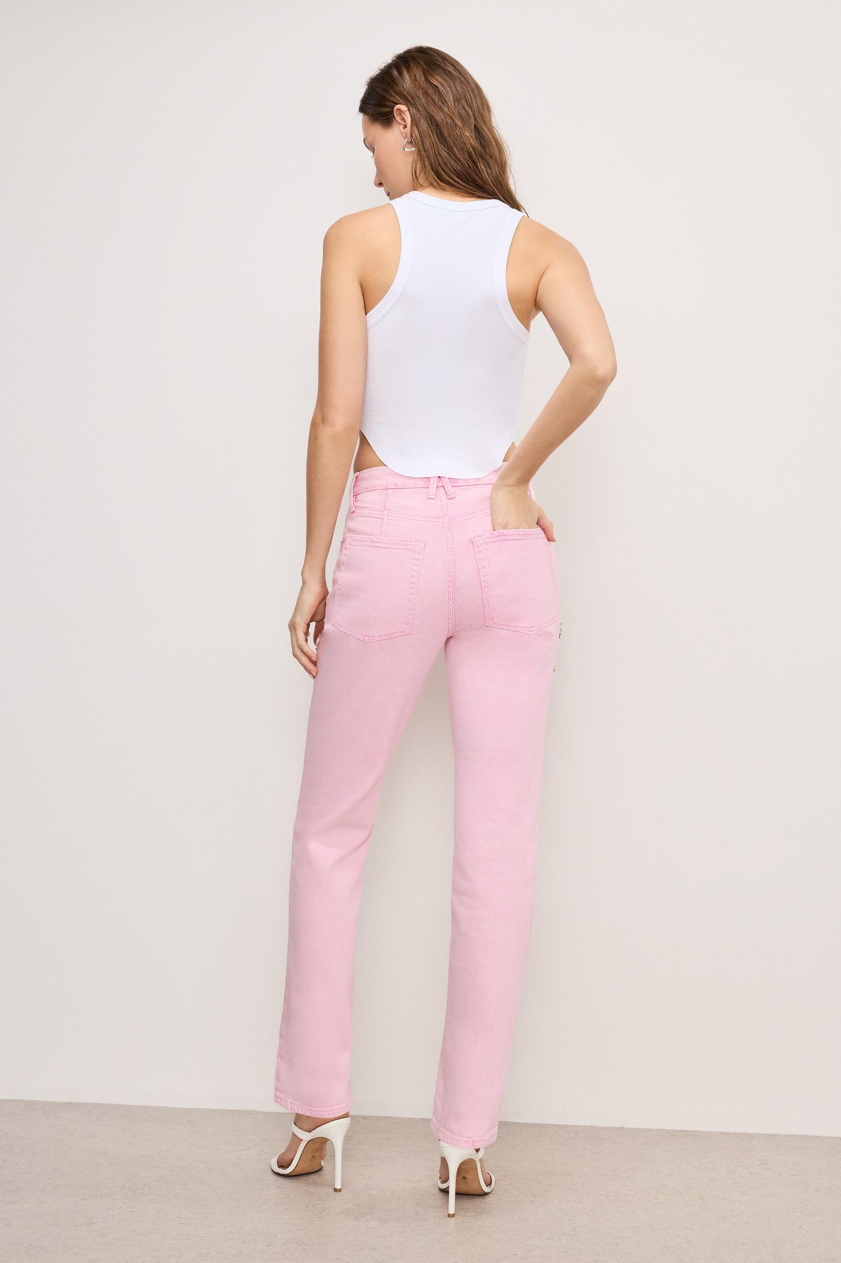 GOOD ICON STRAIGHT DIAMOND JEANS | MINERAL ROSE QUARTZ001 Product Image