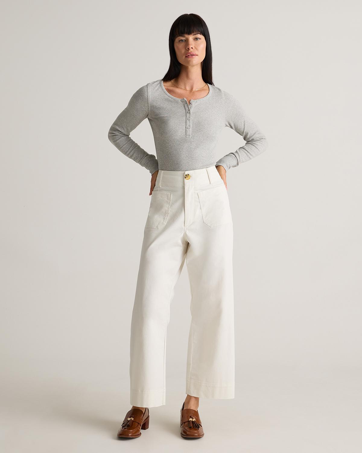 Quince | Women's Organic Stretch Cotton Chino Cropped Wide Leg Pants Organic Cotton Product Image