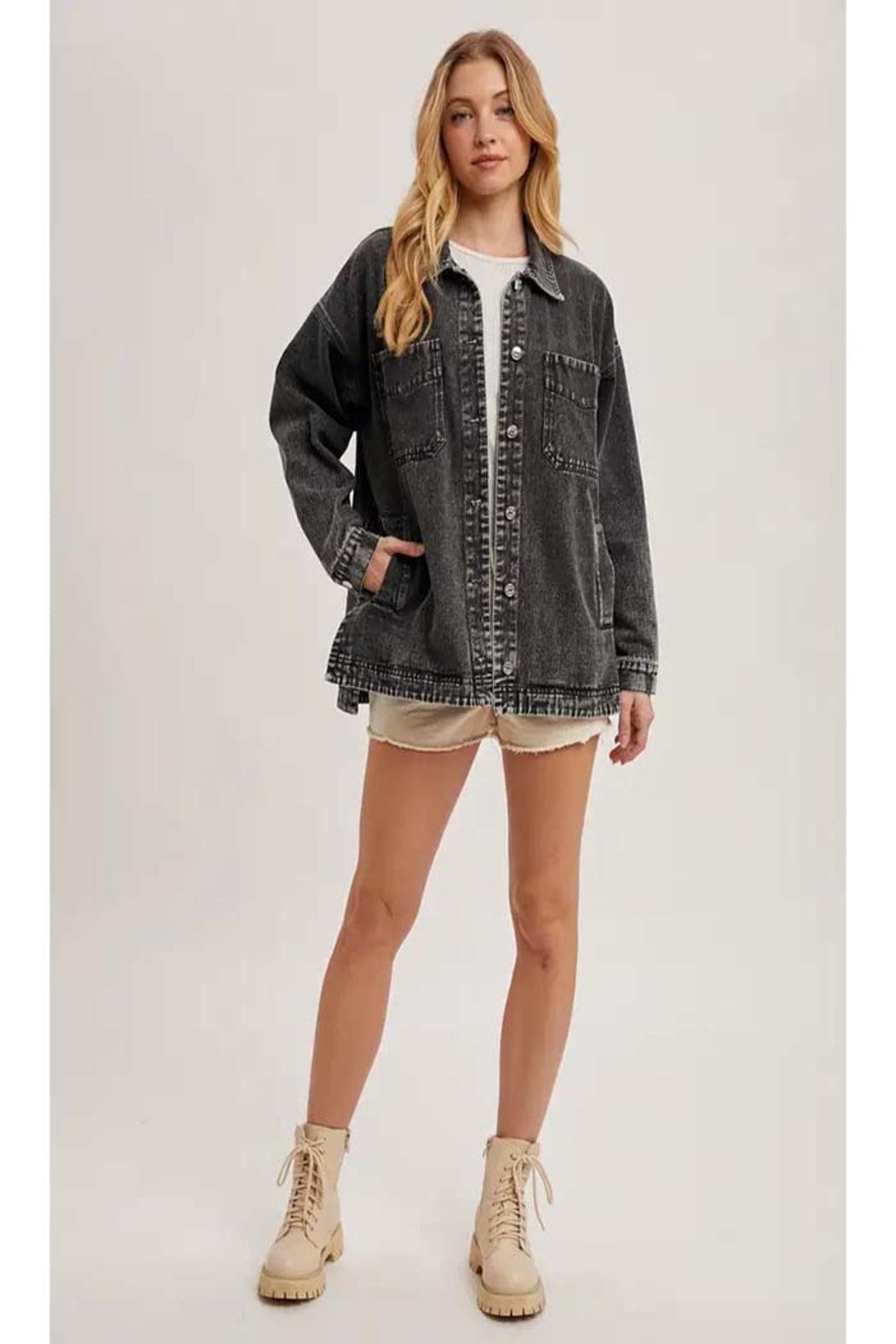 Button Down Shirt Denim Jacket Product Image