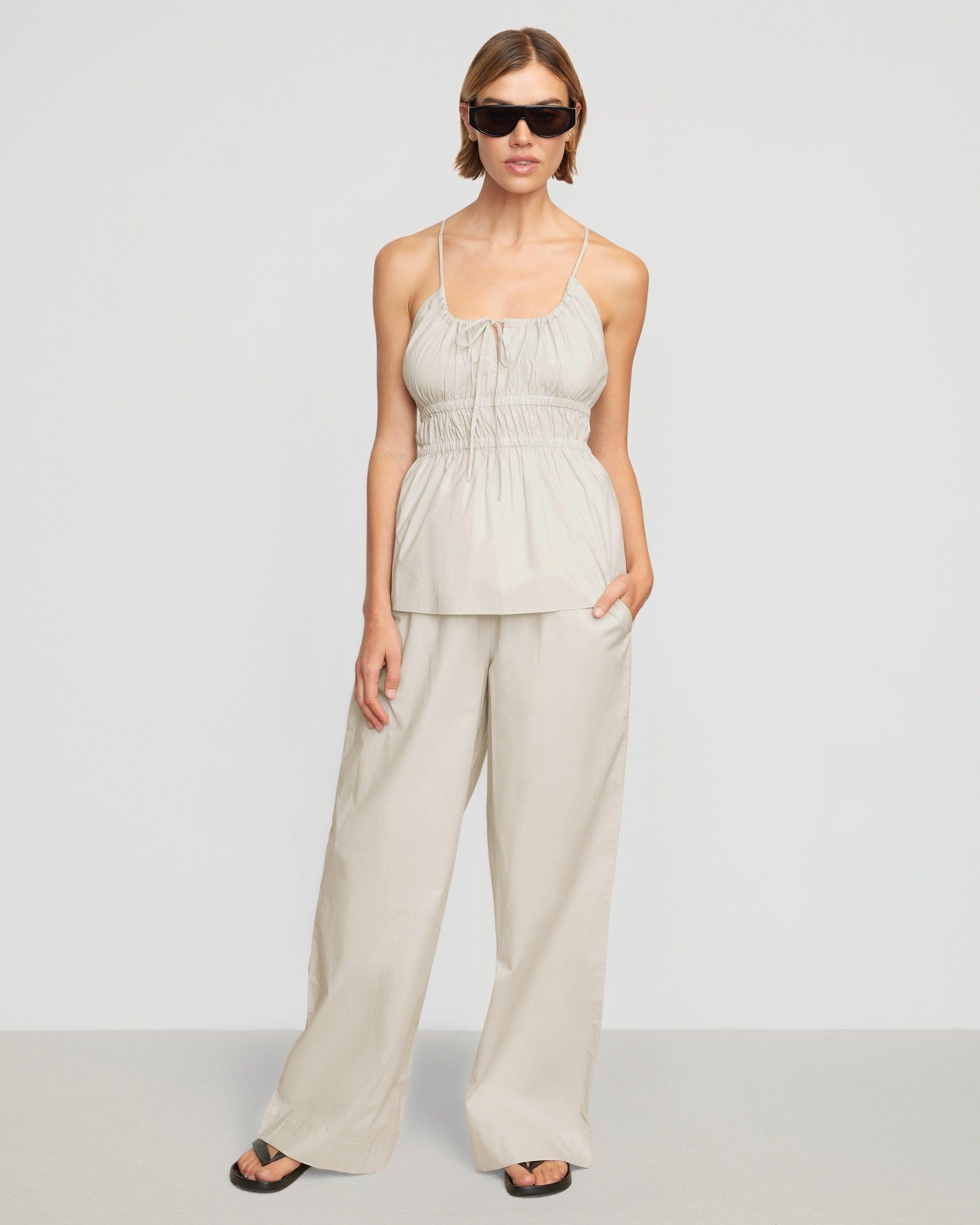 Paula Smocked-Waist Organic Cotton Pant Product Image