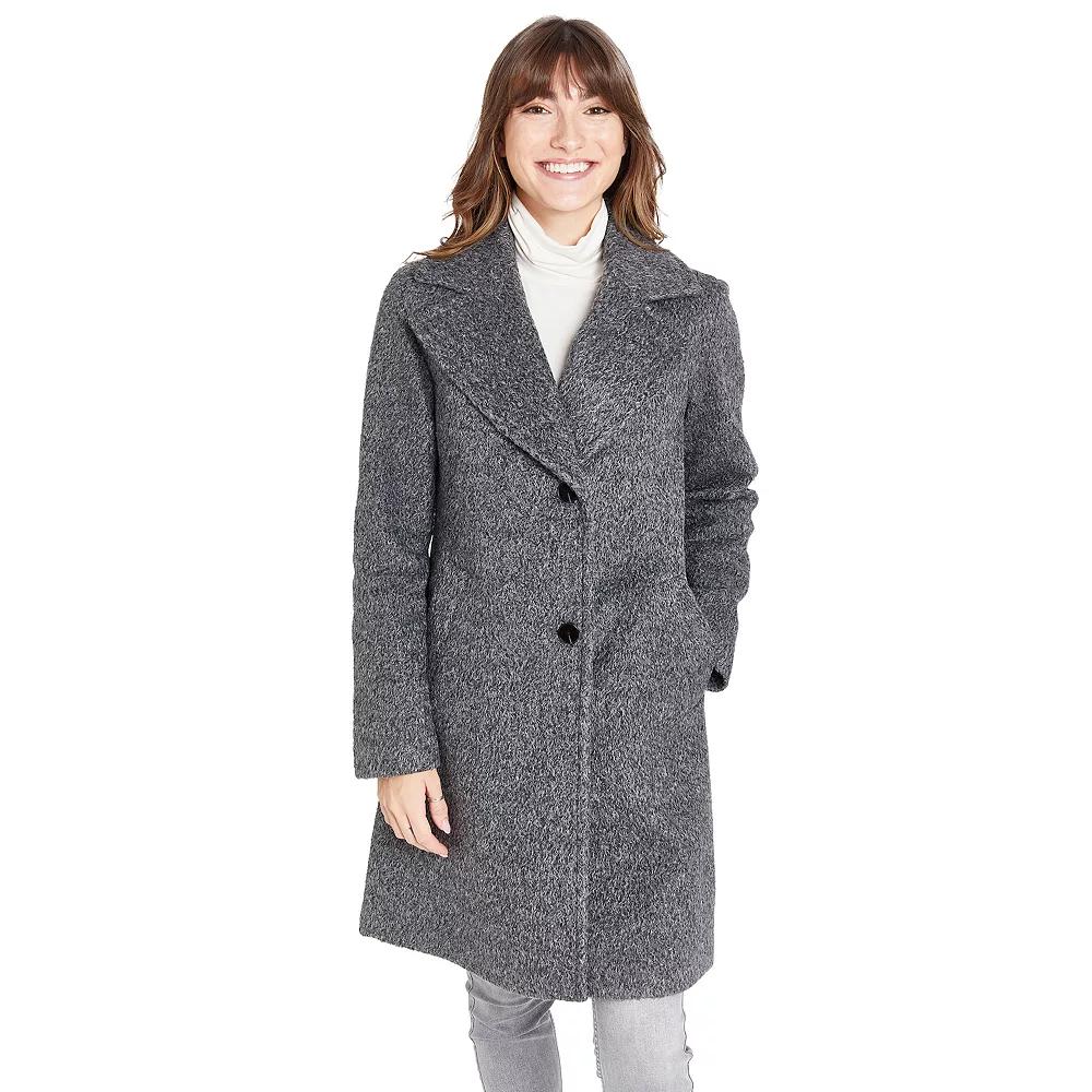 Women's Nine West Large Notch Collar Front Button Coat, Size: Small, Grey Product Image