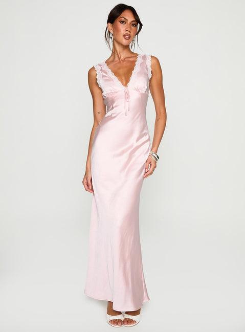 Liliya Lace Maxi Dress Pink Product Image
