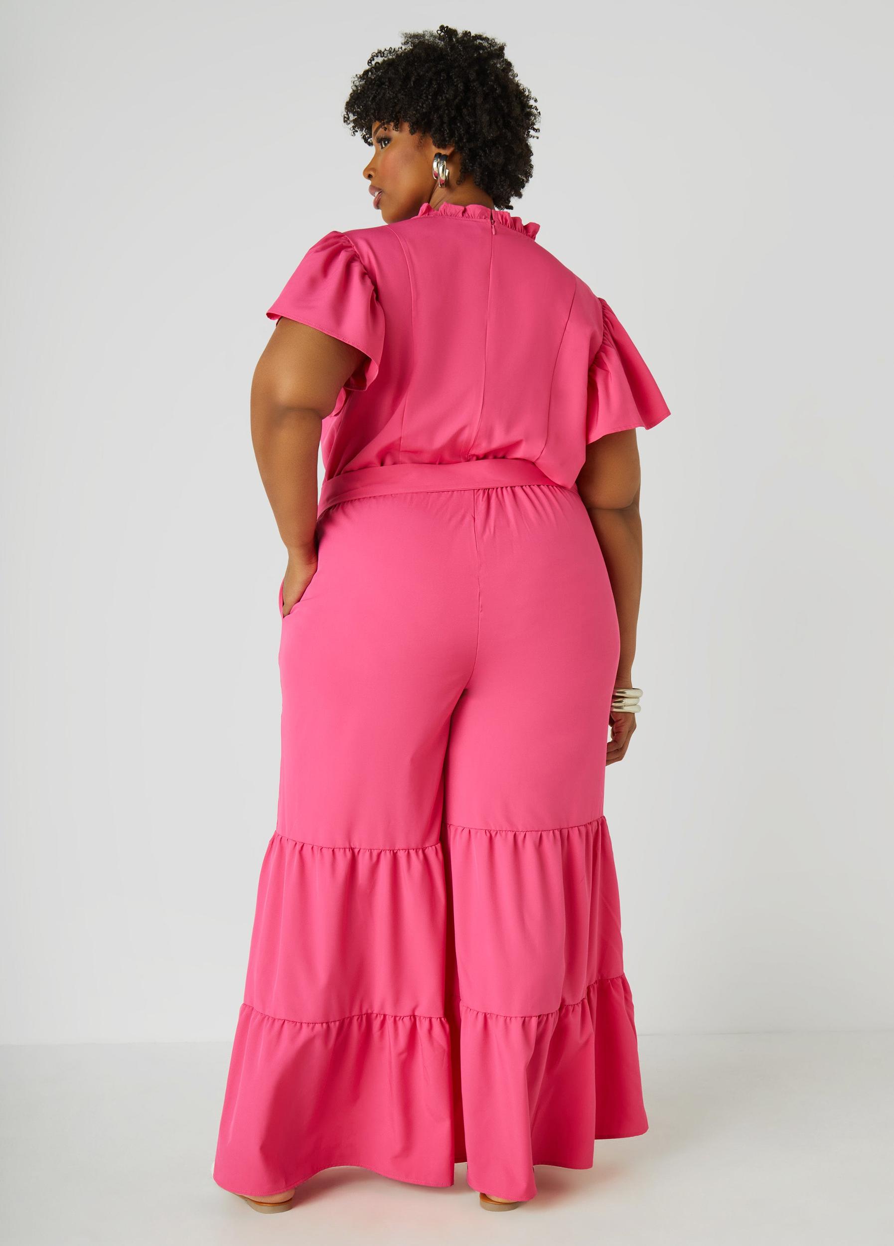 Plus Size Ruffled Wide Leg Jumpsuit Ashley Stewart Product Image